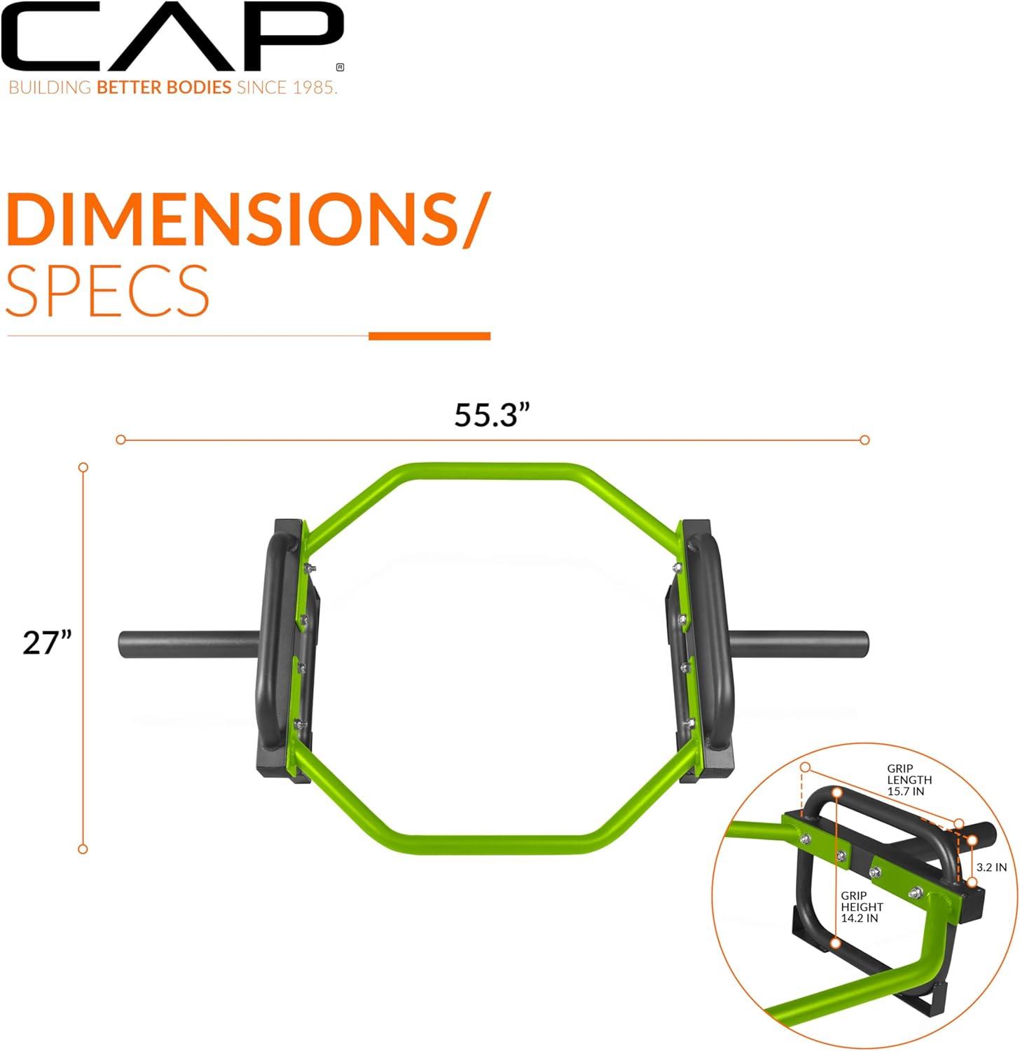 imageCAP Barbell Olympic Trap Bar and Shrug Bar for DeadliftsGreen