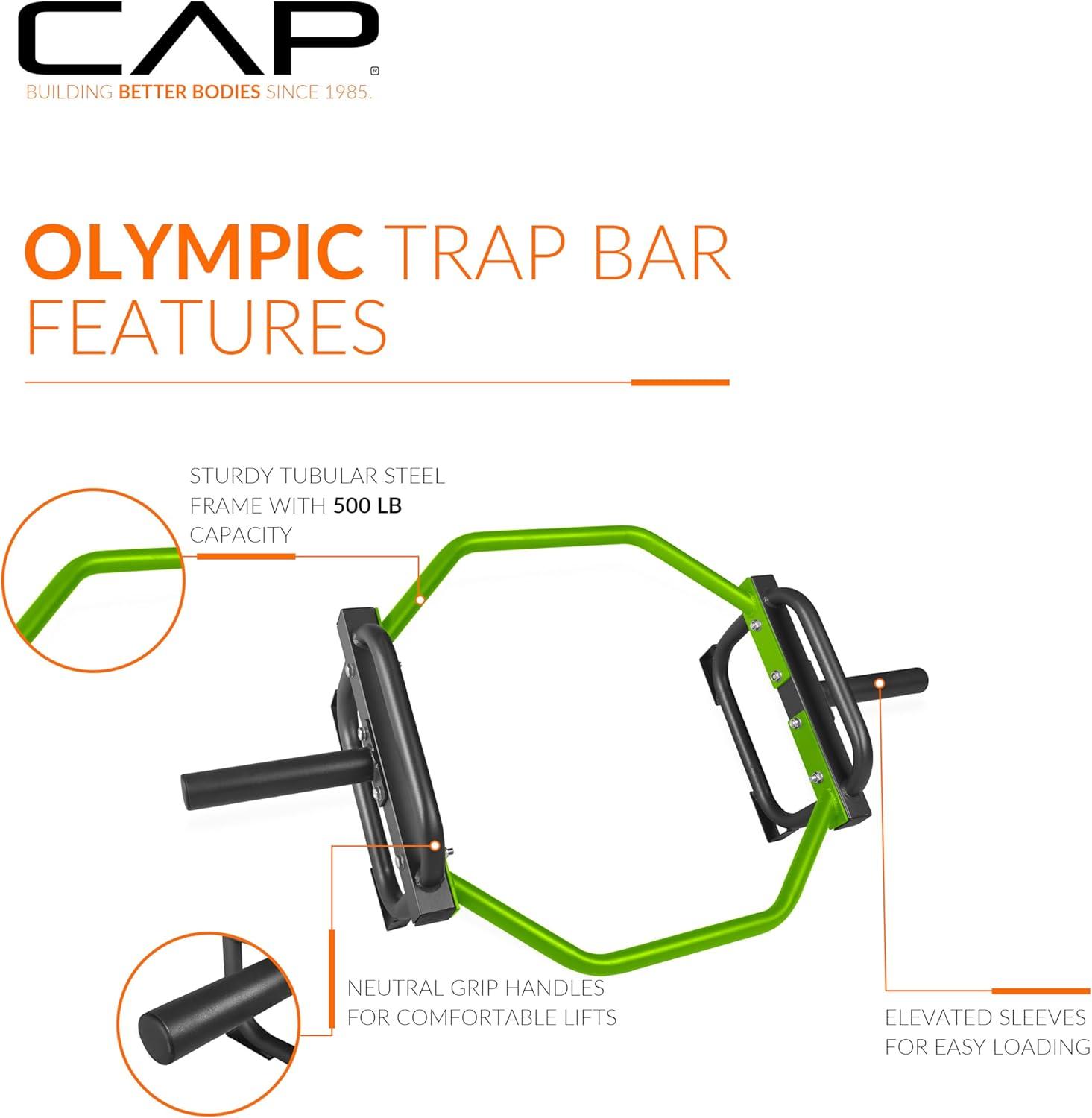imageCAP Barbell Olympic Trap Bar and Shrug Bar for DeadliftsGreen