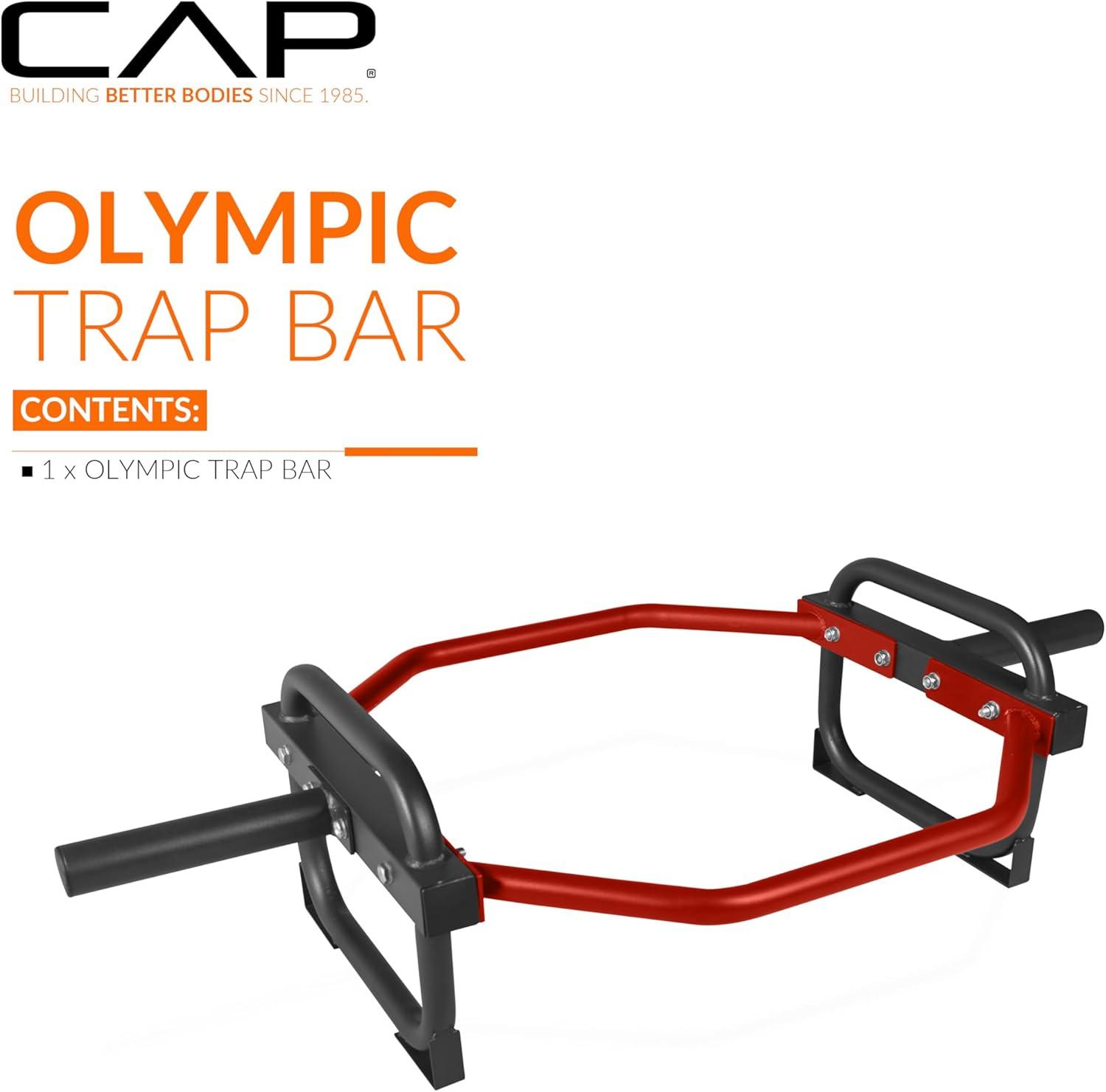imageCAP Barbell Olympic Trap Bar and Shrug Bar for DeadliftsRed