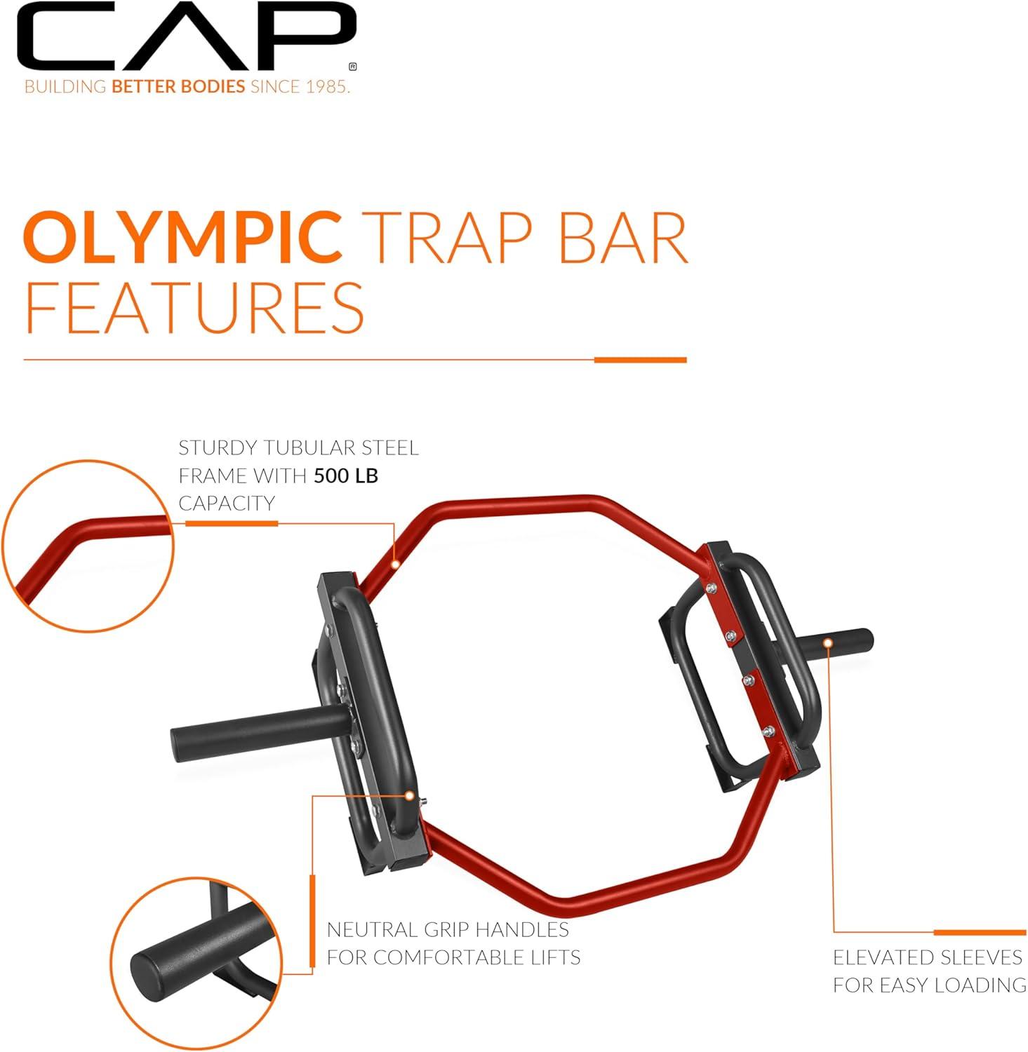 imageCAP Barbell Olympic Trap Bar and Shrug Bar for DeadliftsRed