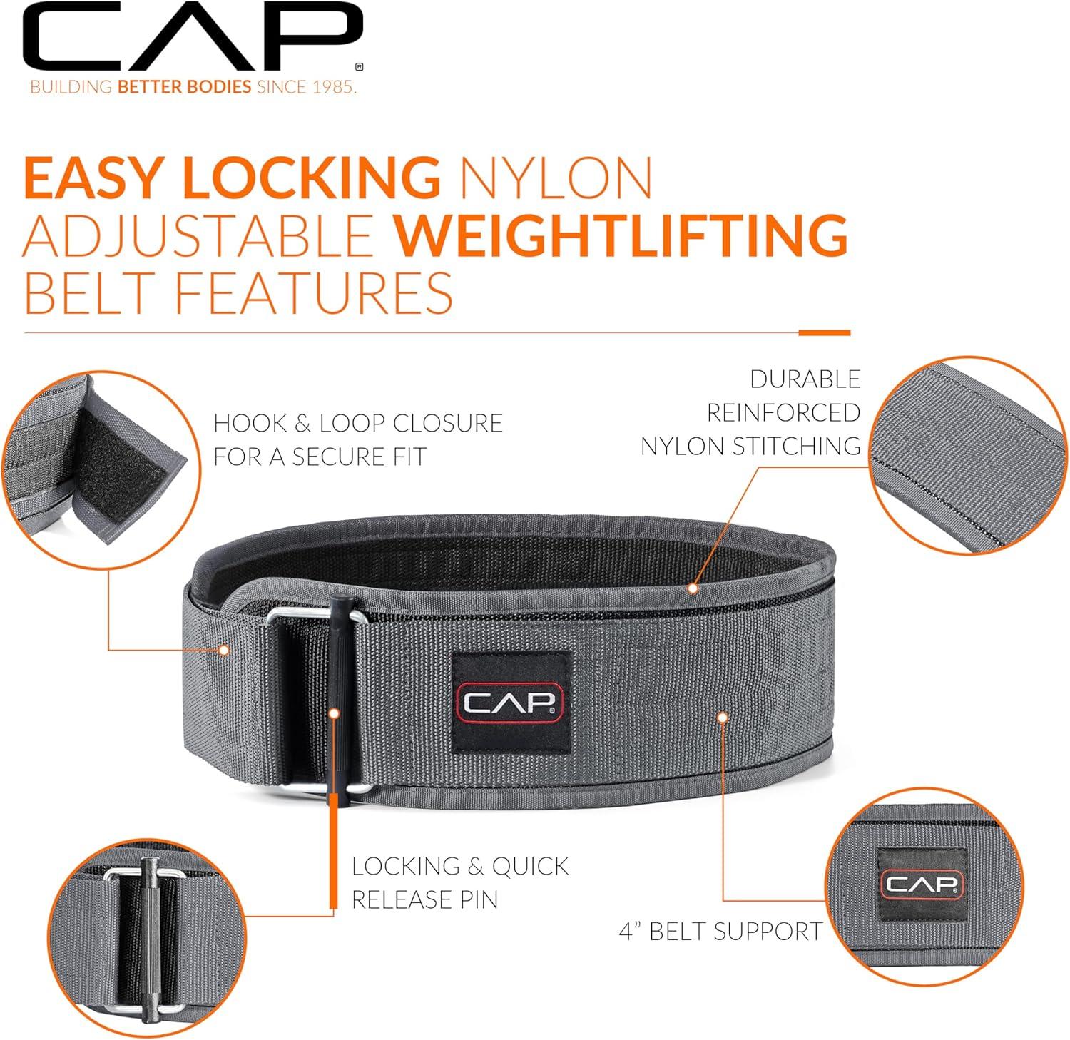 imageCAP Barbell Premium Nylon Weightlifting Belt  Multiple OptionsGray