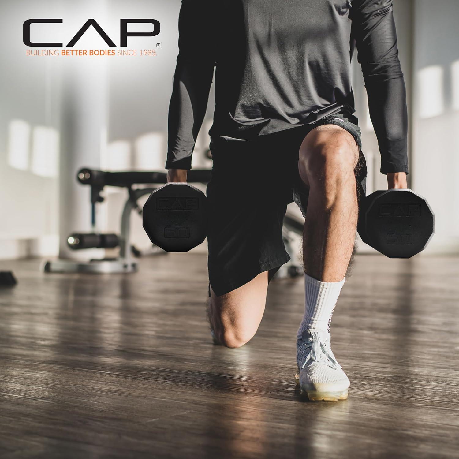 imageCAP Barbell Rubber Coated Dumbbell Weight Set with Vertical Rack  100 lb 150 lb and 210 lb Options100 lb  Set