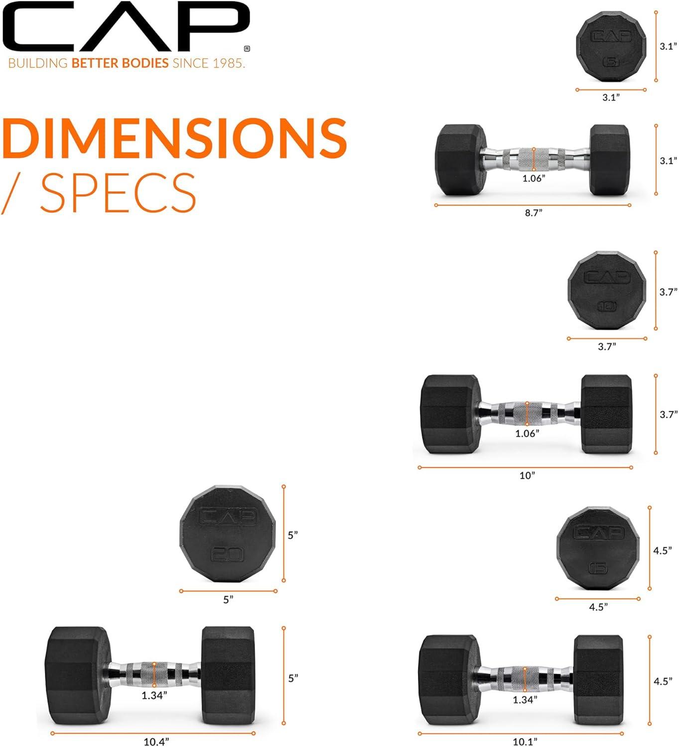 imageCAP Barbell Rubber Coated Dumbbell Weight Set with Vertical Rack  100 lb 150 lb and 210 lb Options100 lb  Set