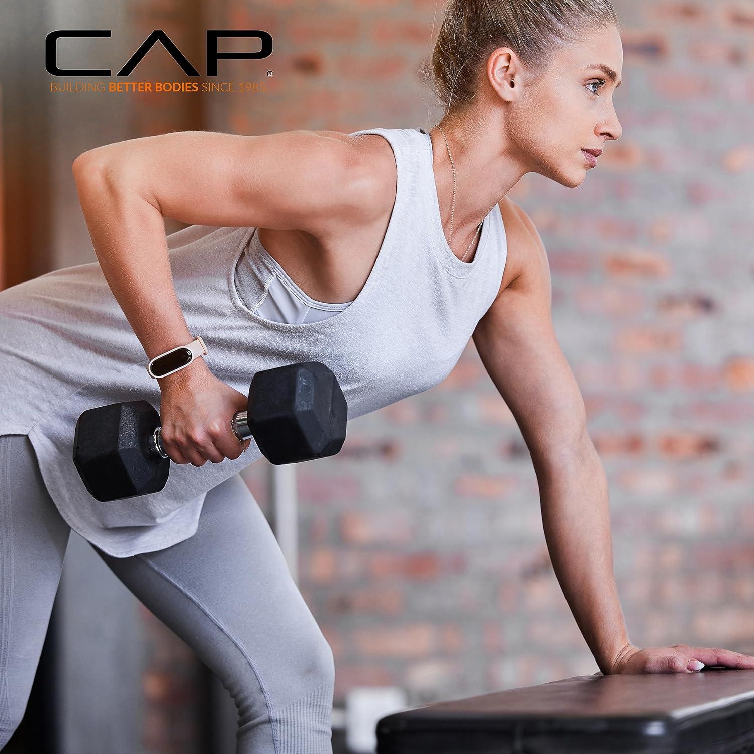 imageCAP Barbell Rubber Coated Dumbbell Weight Set with Vertical Rack  100 lb 150 lb and 210 lb Options100 lb  Set