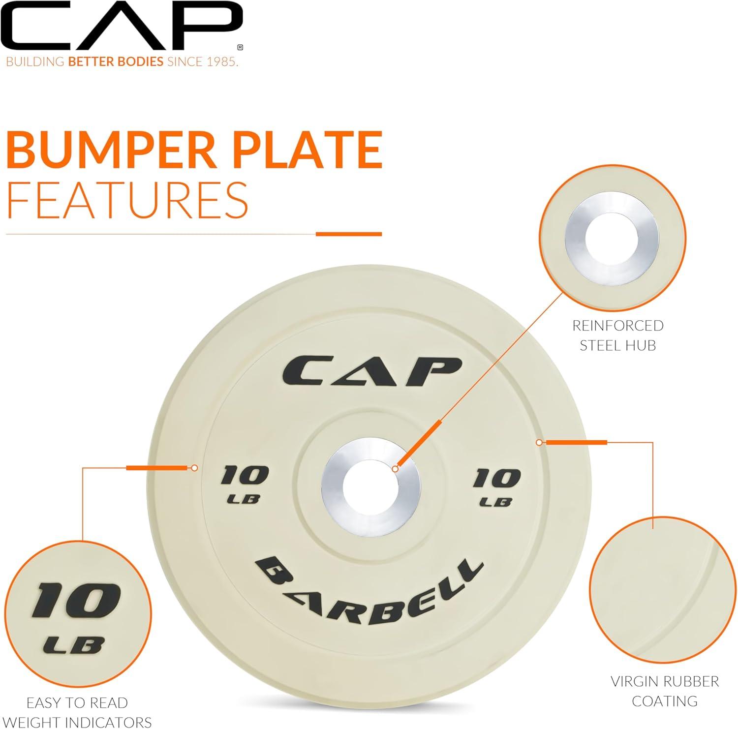 imageCAP Barbell Rubber Olympic Bumper Plate  Multiple OptionsColorsCompetition