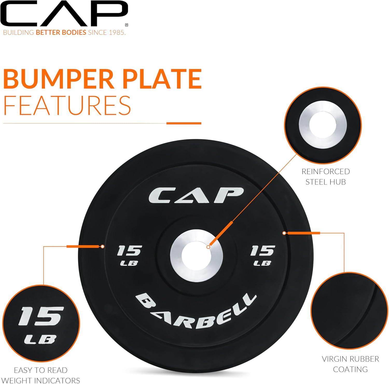 imageCAP Barbell Rubber Olympic Bumper Plate  Multiple OptionsColorsCompetition