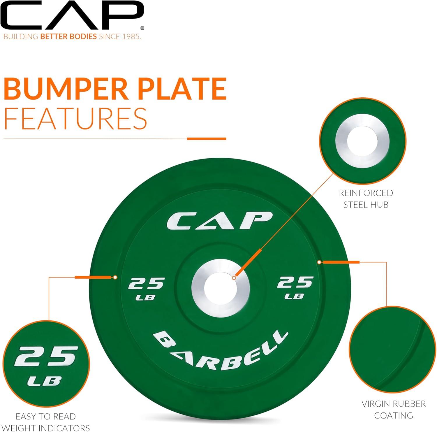 imageCAP Barbell Rubber Olympic Bumper Plate  Multiple OptionsColorsCompetition