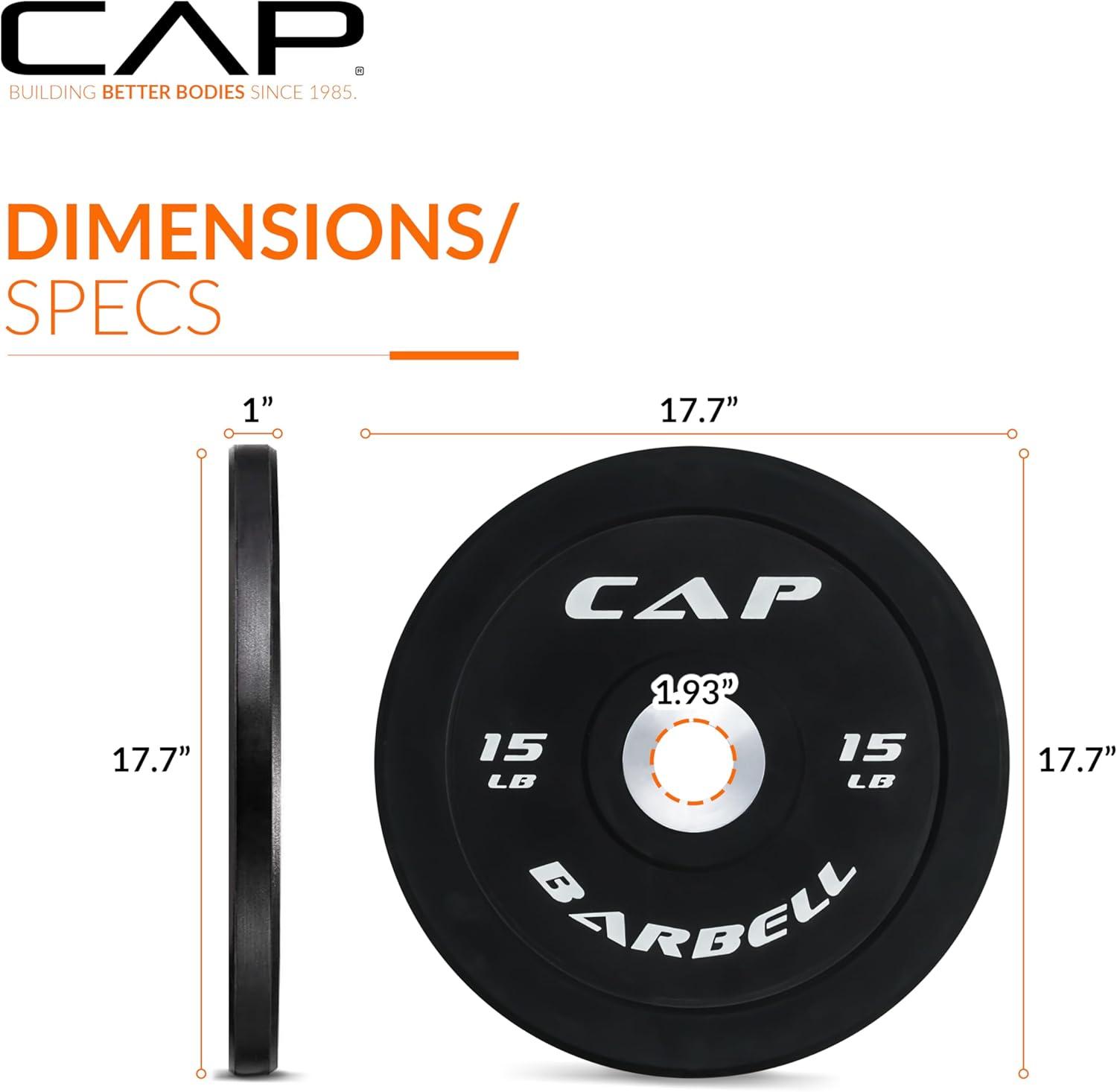 imageCAP Barbell Rubber Olympic Bumper Plate  Multiple OptionsColorsCompetition