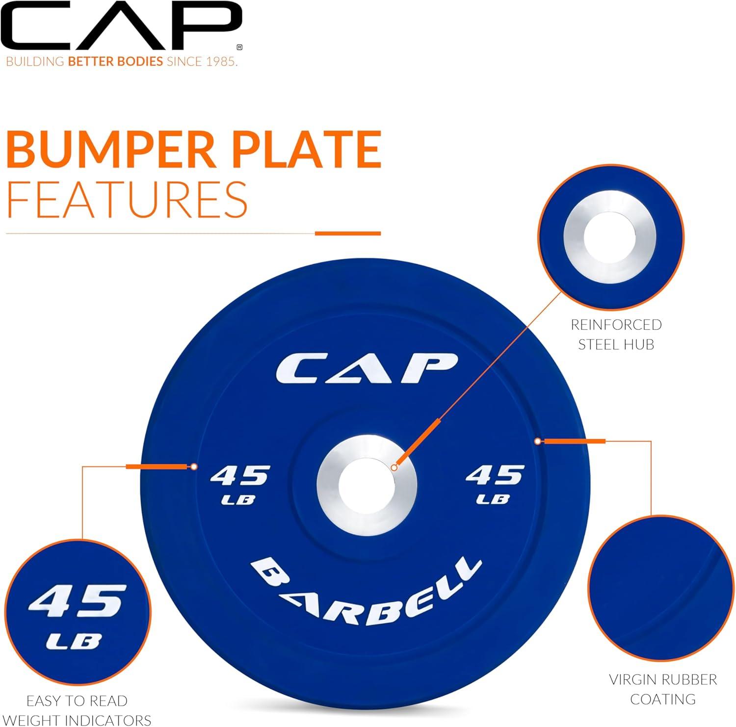 imageCAP Barbell Rubber Olympic Bumper Plate  Multiple OptionsColorsCompetition