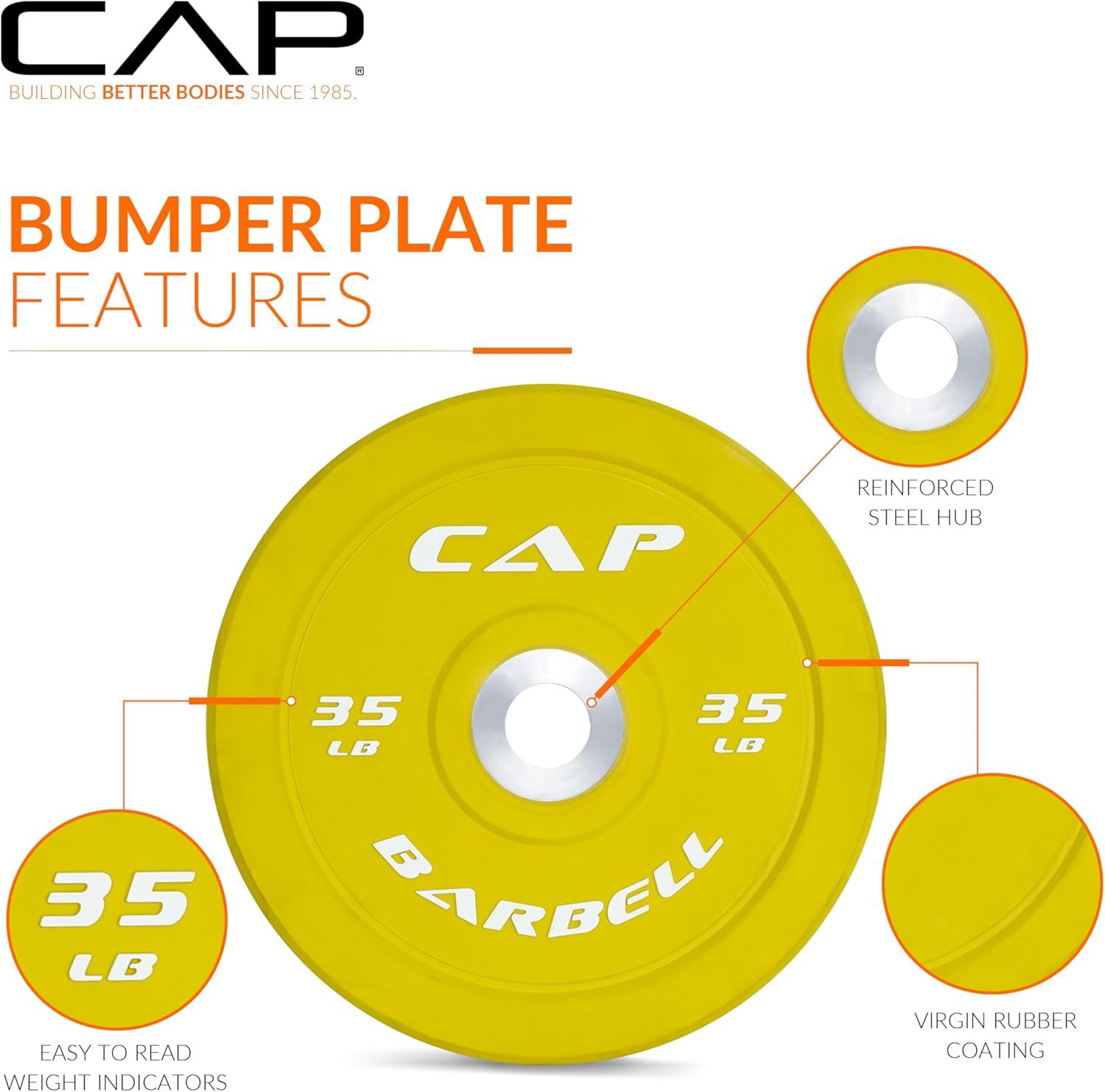 imageCAP Barbell Rubber Olympic Bumper Plate  Multiple OptionsColorsCompetition