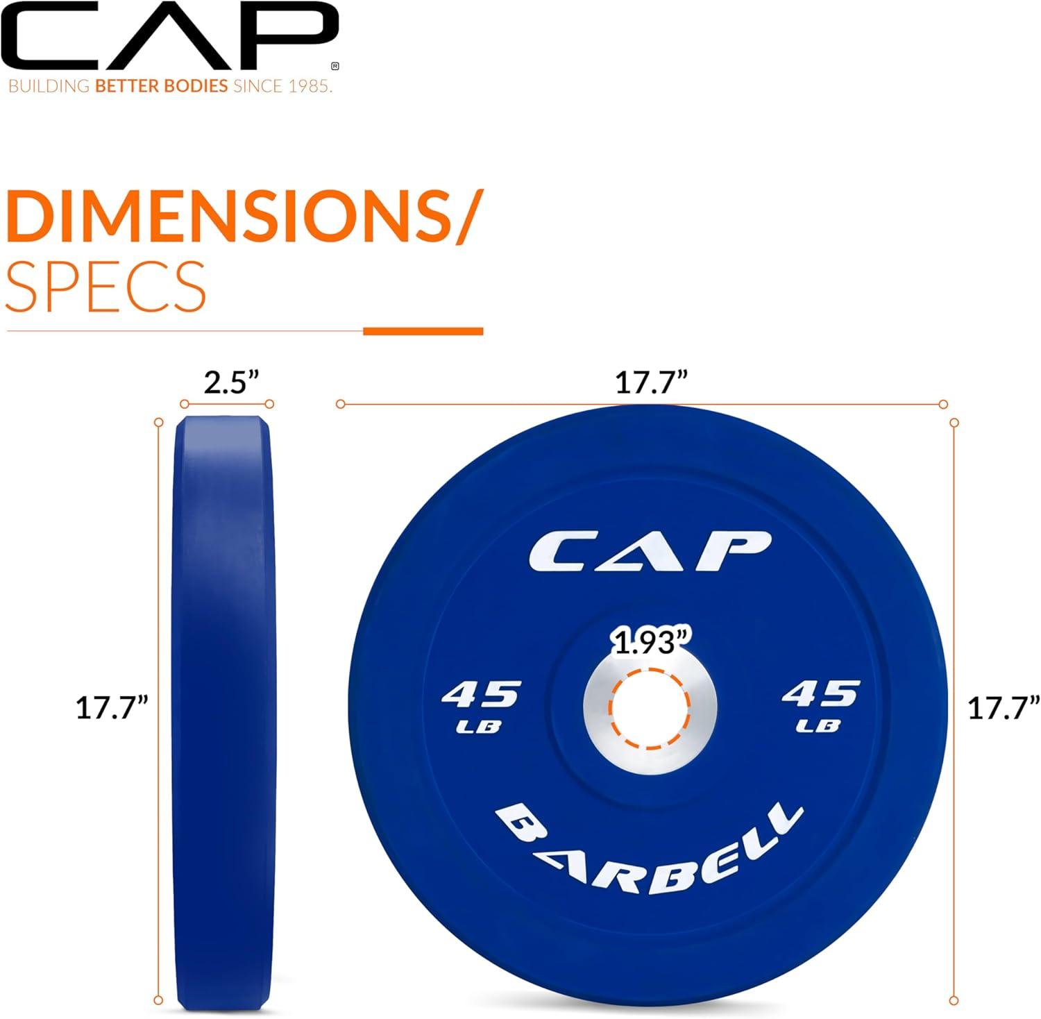 imageCAP Barbell Rubber Olympic Bumper Plate  Multiple OptionsColorsCompetition