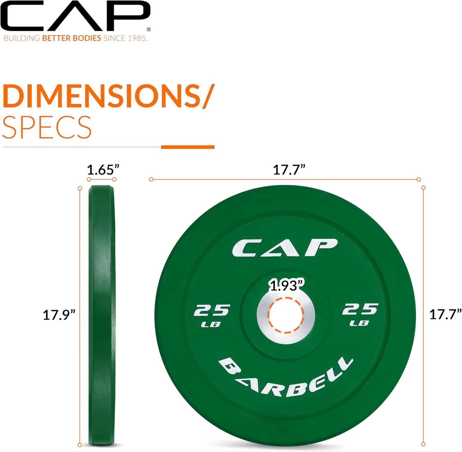 imageCAP Barbell Rubber Olympic Bumper Plate  Multiple OptionsColorsCompetition