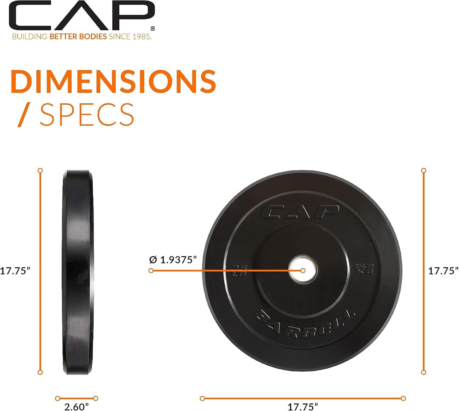 imageCAP Barbell Rubber Olympic Bumper Plate  Multiple OptionsColorsELITE