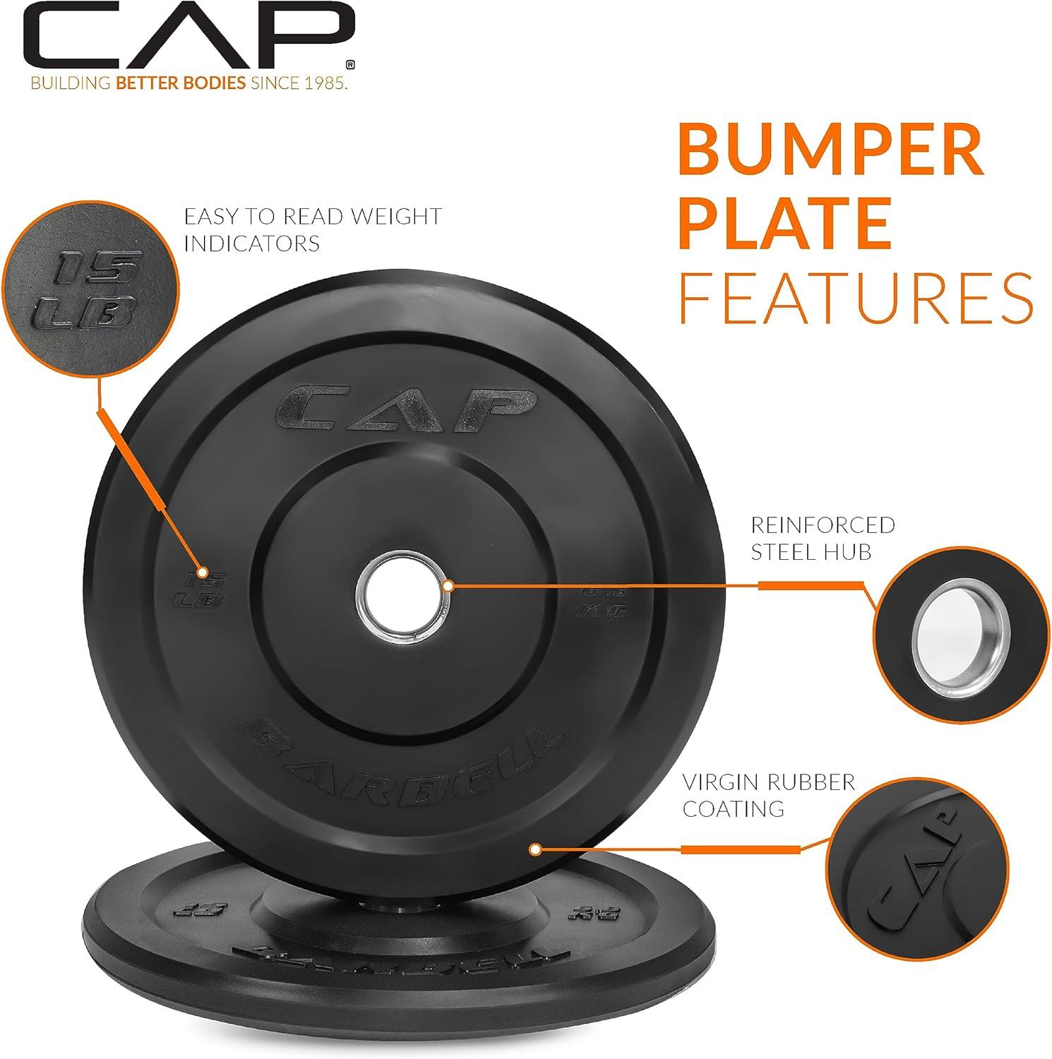 imageCAP Barbell Rubber Olympic Bumper Plate  Multiple OptionsColorsELITE