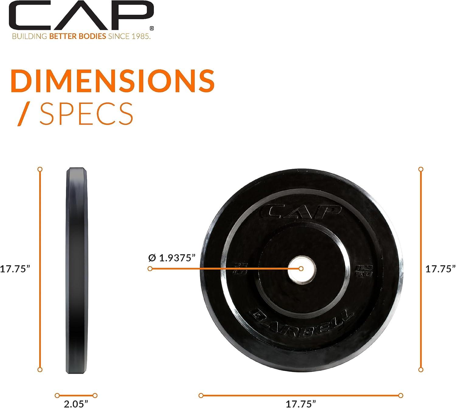 imageCAP Barbell Rubber Olympic Bumper Plate  Multiple OptionsColorsELITE