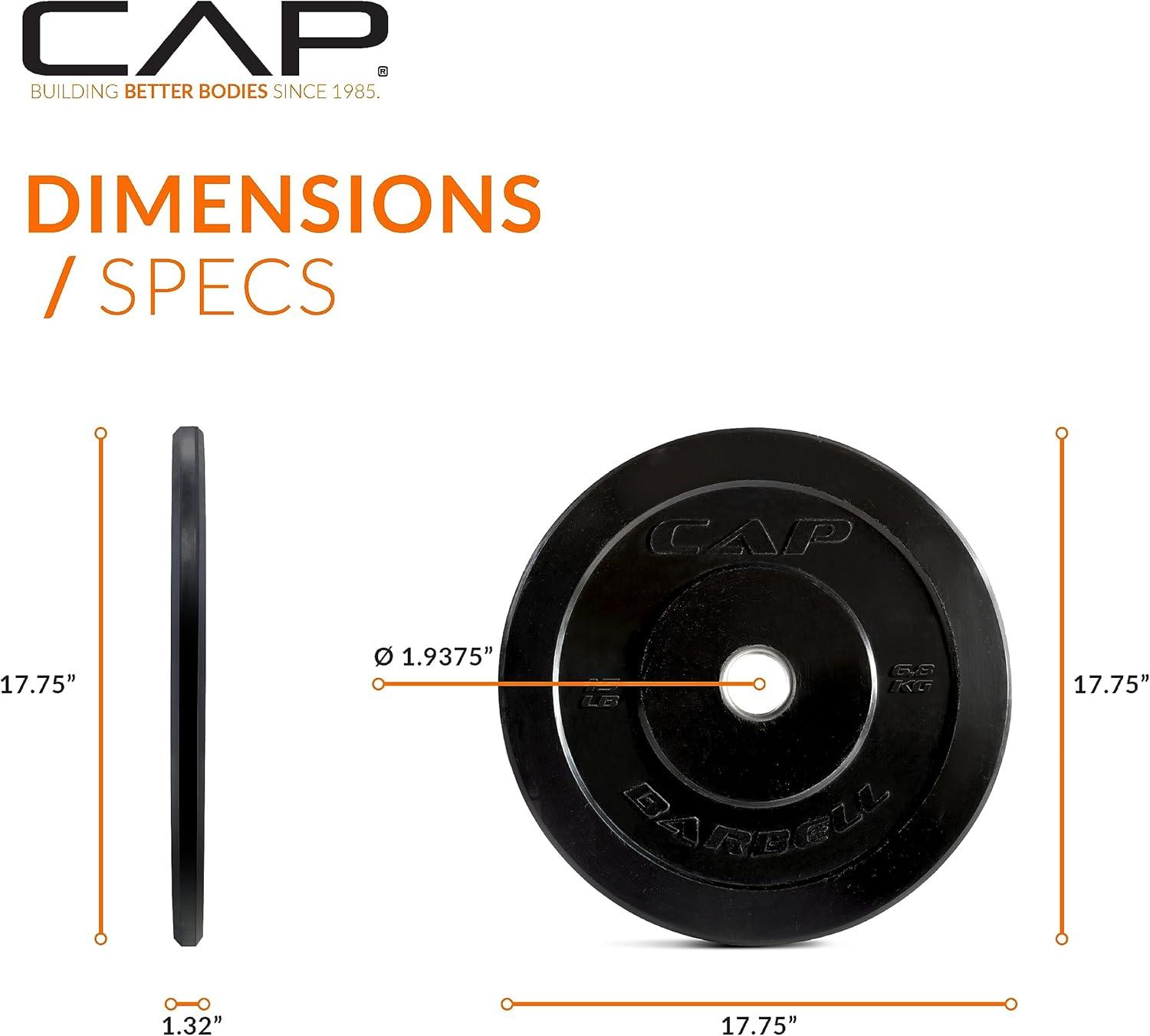 imageCAP Barbell Rubber Olympic Bumper Plate  Multiple OptionsColorsELITE