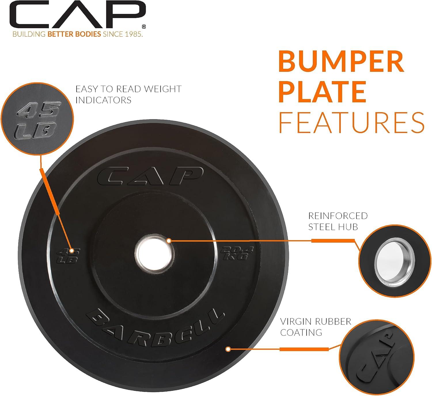 imageCAP Barbell Rubber Olympic Bumper Plate  Multiple OptionsColorsELITE