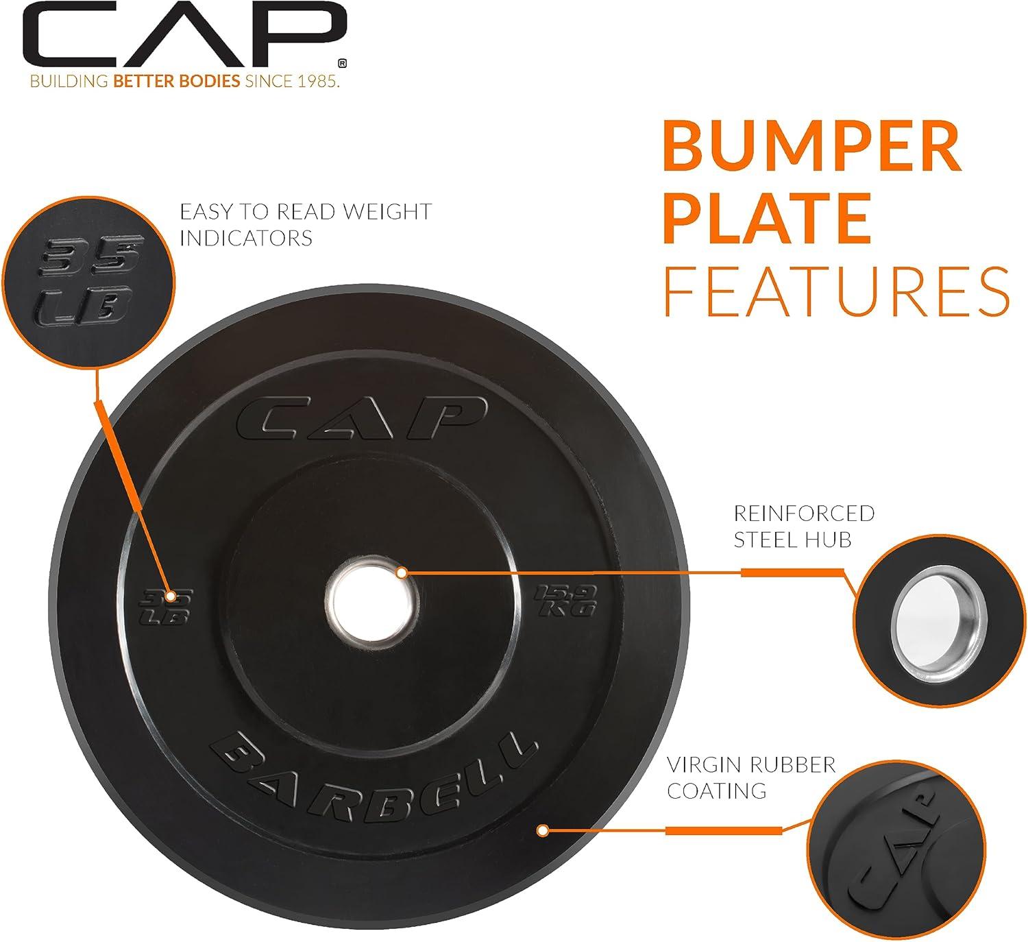 imageCAP Barbell Rubber Olympic Bumper Plate  Multiple OptionsColorsELITE
