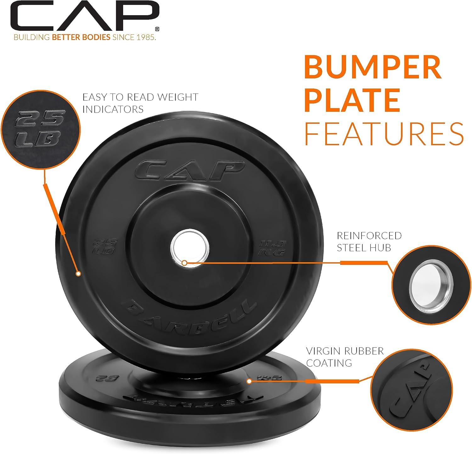 imageCAP Barbell Rubber Olympic Bumper Plate  Multiple OptionsColorsELITE