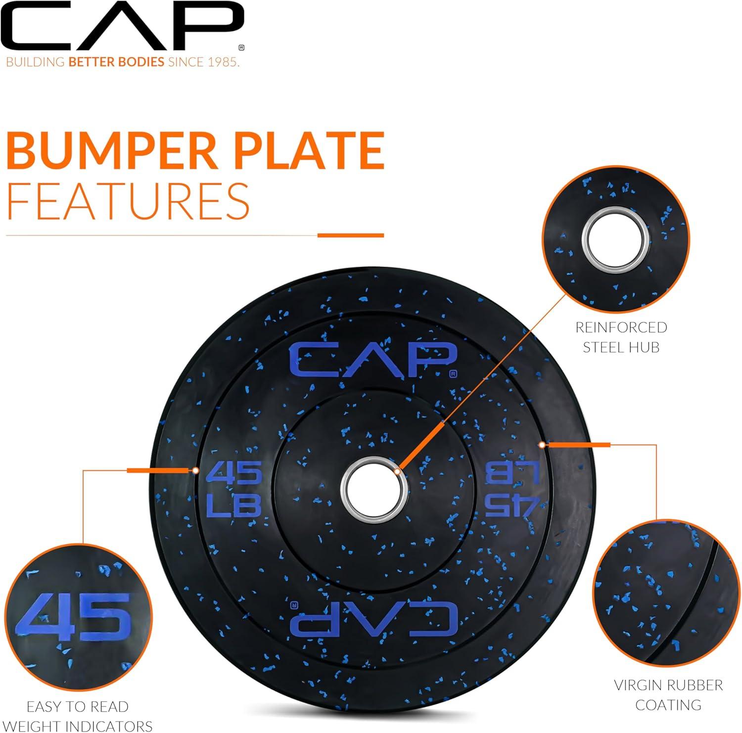 imageCAP Barbell Rubber Olympic Bumper Plate  Multiple OptionsColorsEconomy  Speckled
