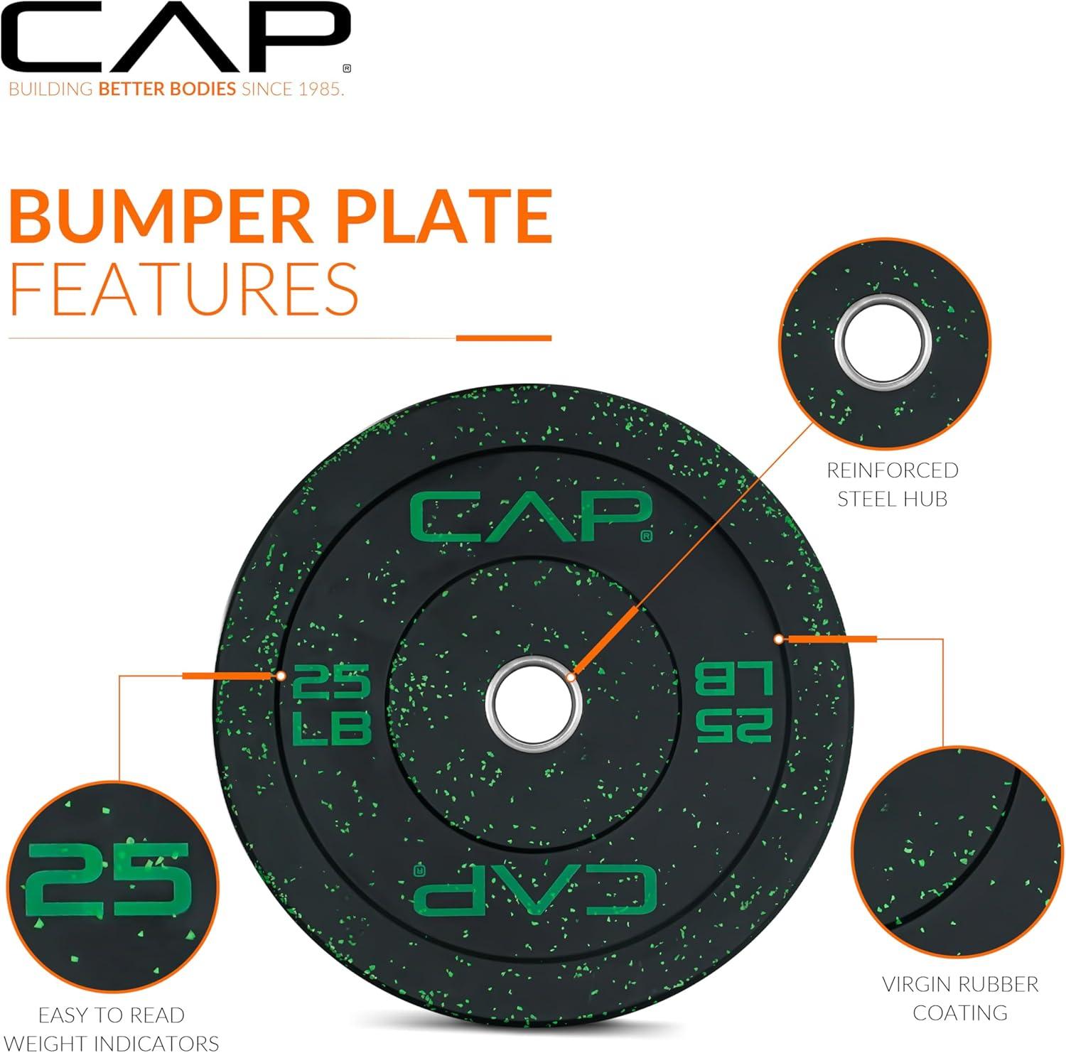 imageCAP Barbell Rubber Olympic Bumper Plate  Multiple OptionsColorsEconomy  Speckled