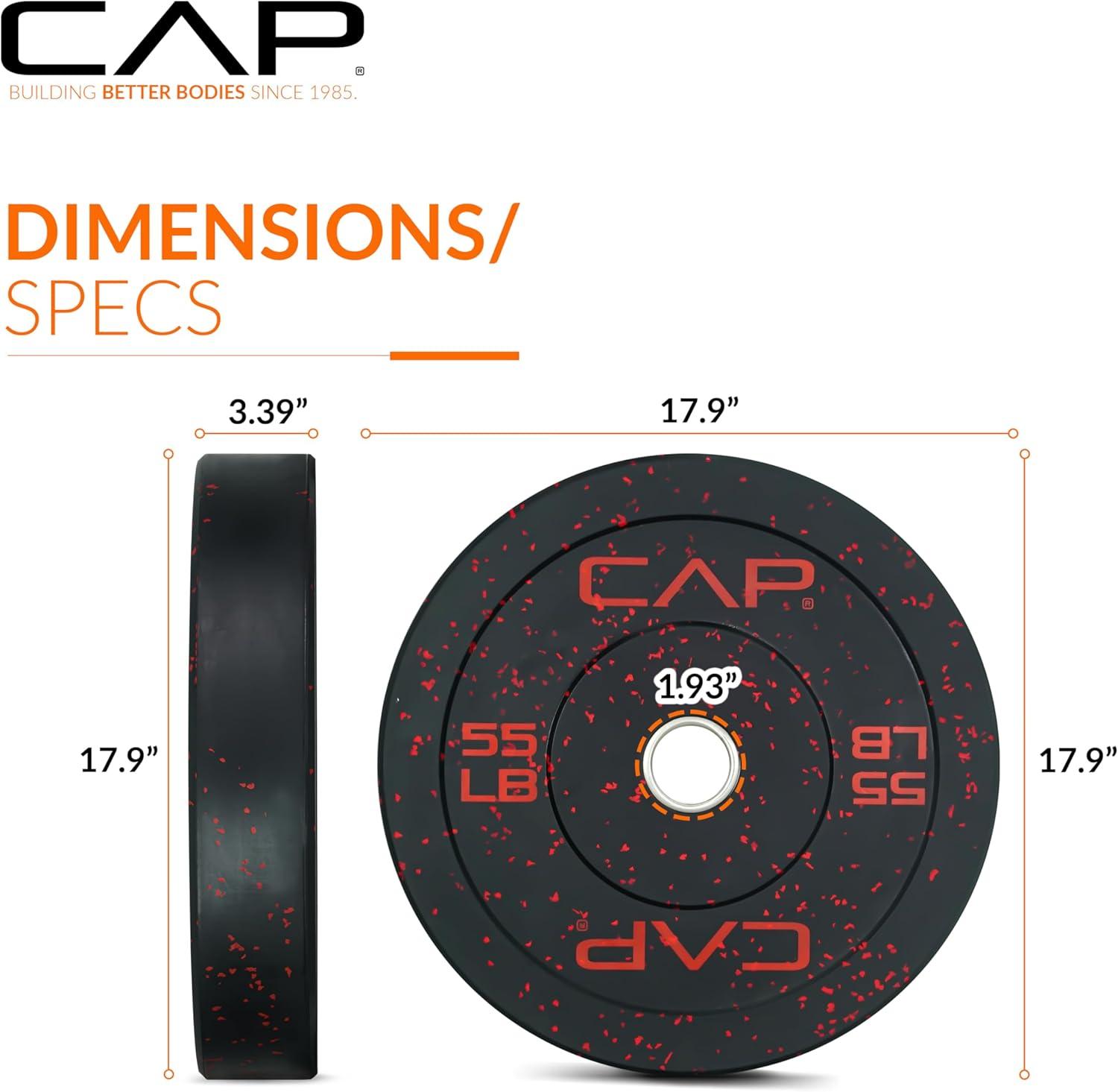 imageCAP Barbell Rubber Olympic Bumper Plate  Multiple OptionsColorsEconomy  Speckled