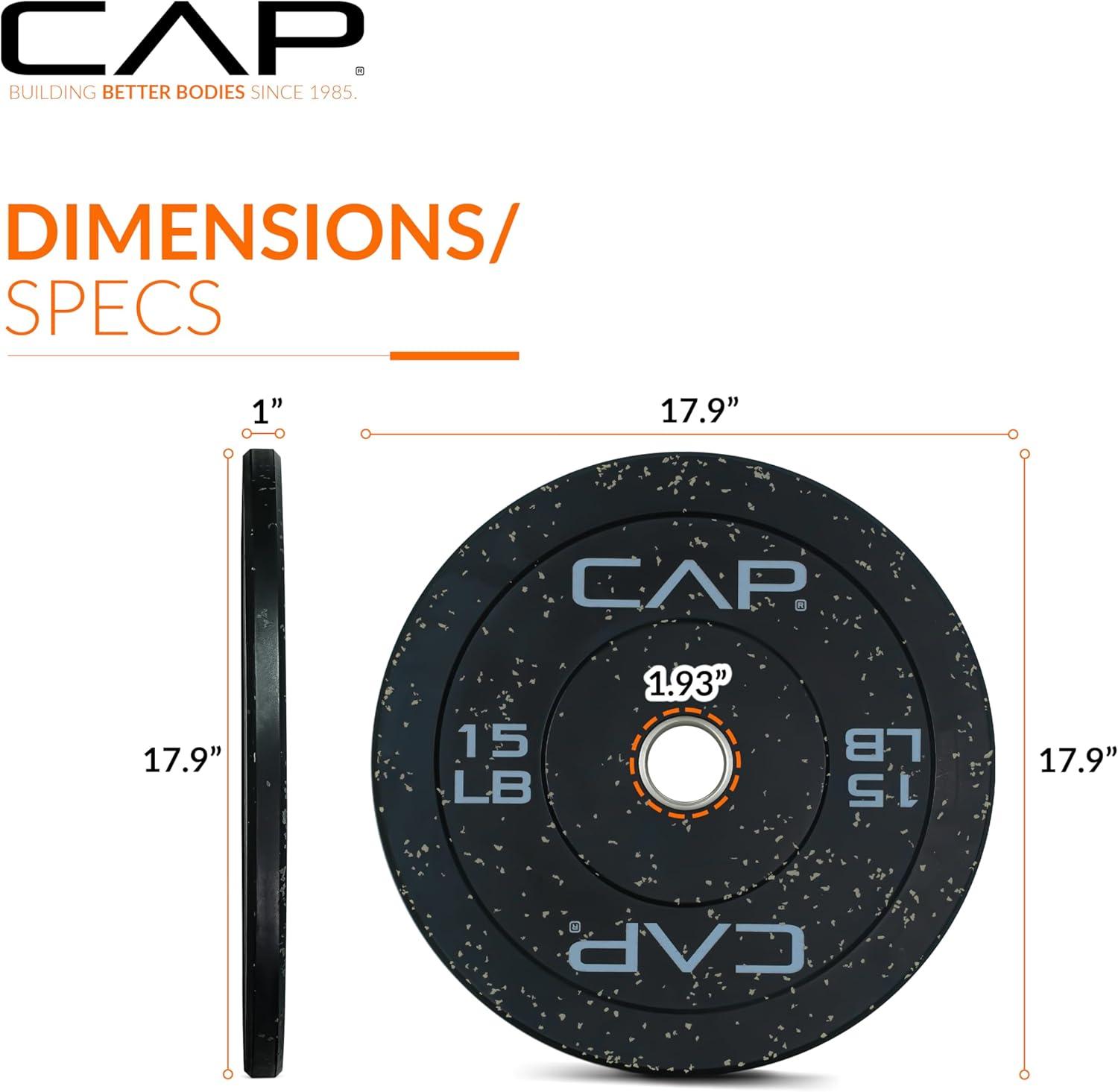 imageCAP Barbell Rubber Olympic Bumper Plate  Multiple OptionsColorsEconomy  Speckled