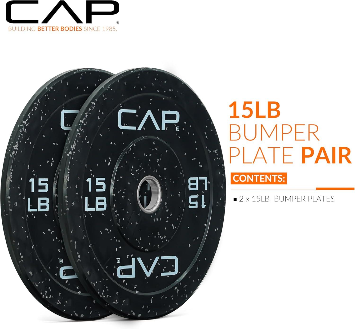 imageCAP Barbell Rubber Olympic Bumper Plate  Multiple OptionsColorsEconomy  Speckled