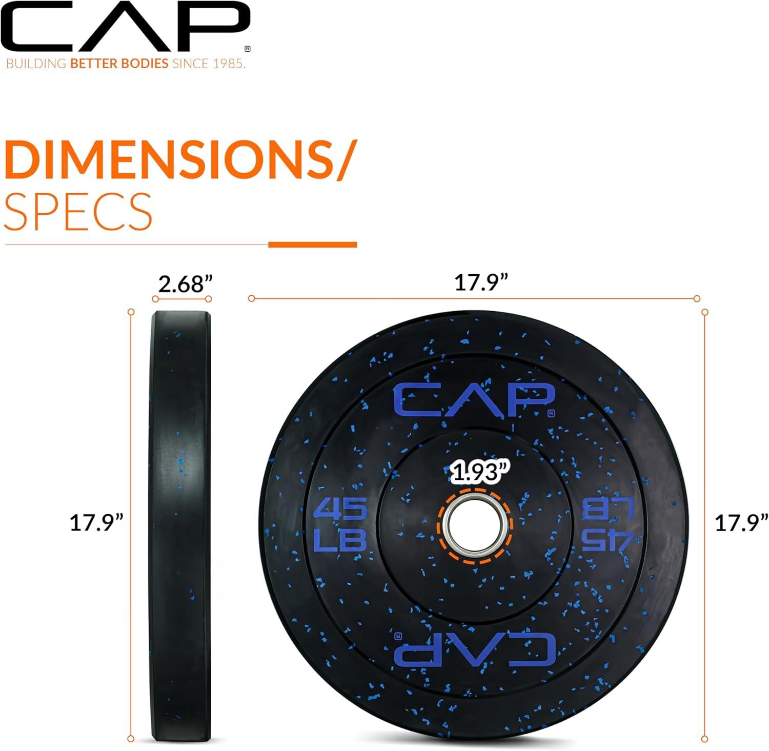 imageCAP Barbell Rubber Olympic Bumper Plate  Multiple OptionsColorsEconomy  Speckled