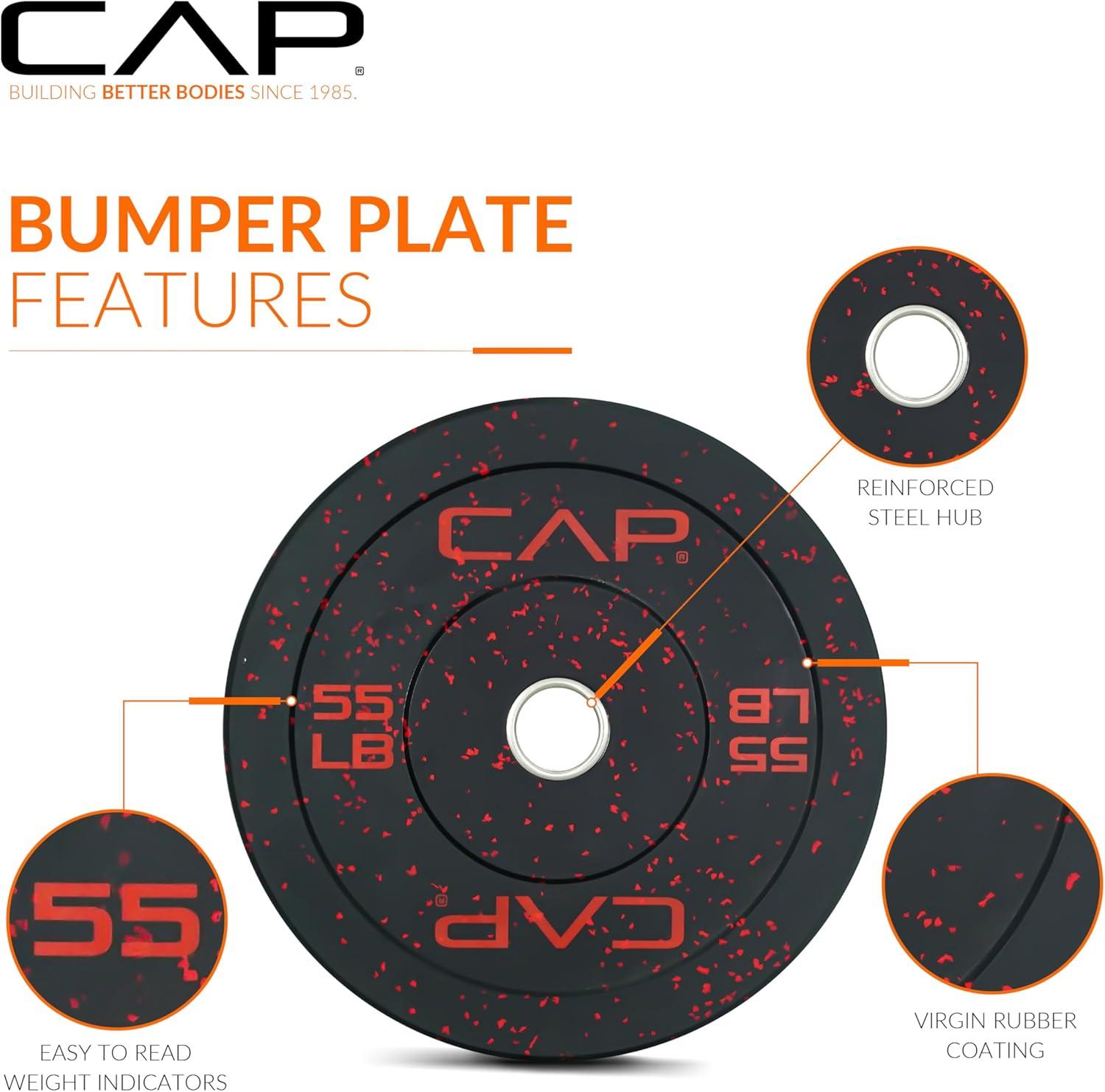 imageCAP Barbell Rubber Olympic Bumper Plate  Multiple OptionsColorsEconomy  Speckled