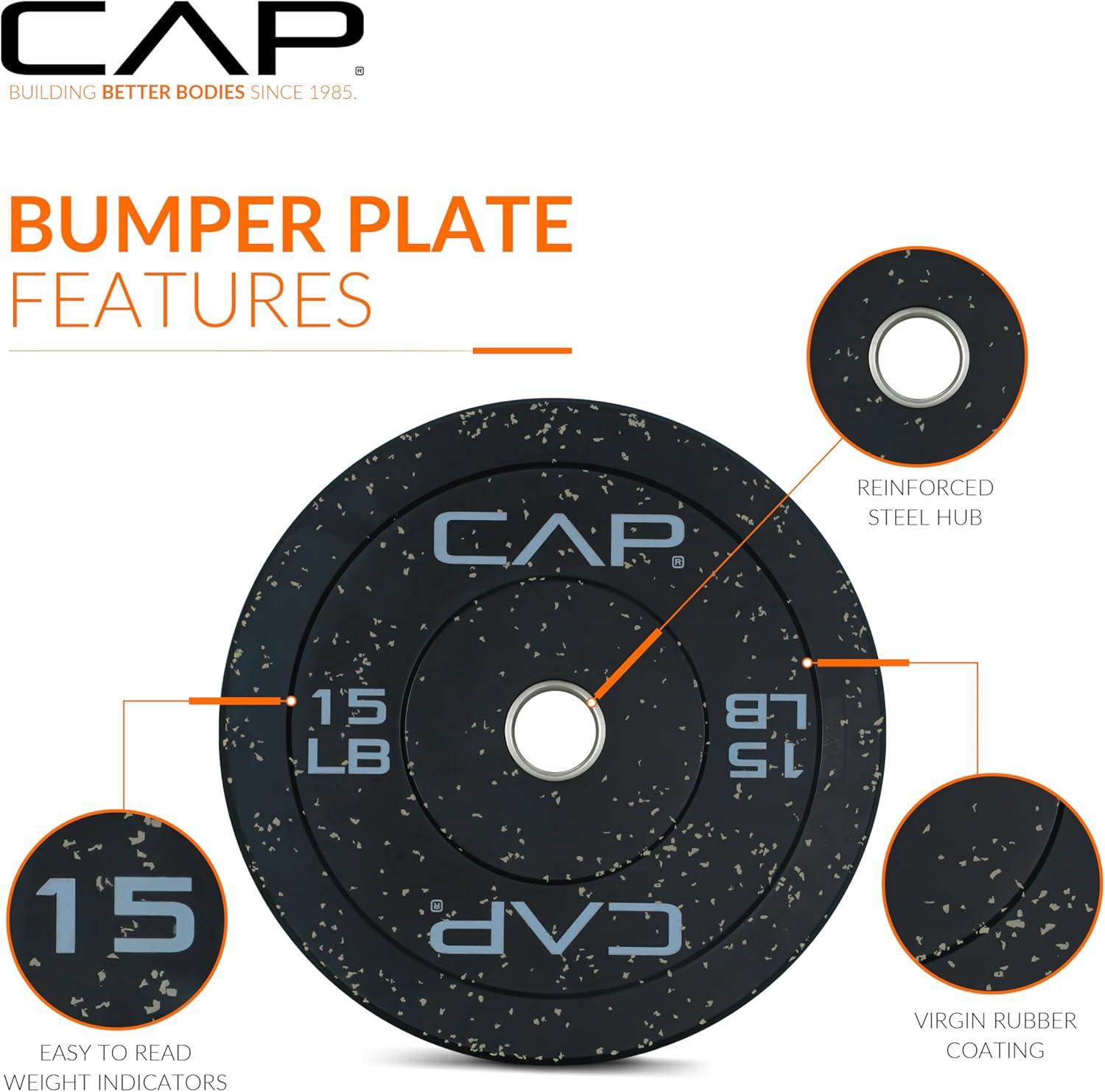 imageCAP Barbell Rubber Olympic Bumper Plate  Multiple OptionsColorsEconomy  Speckled