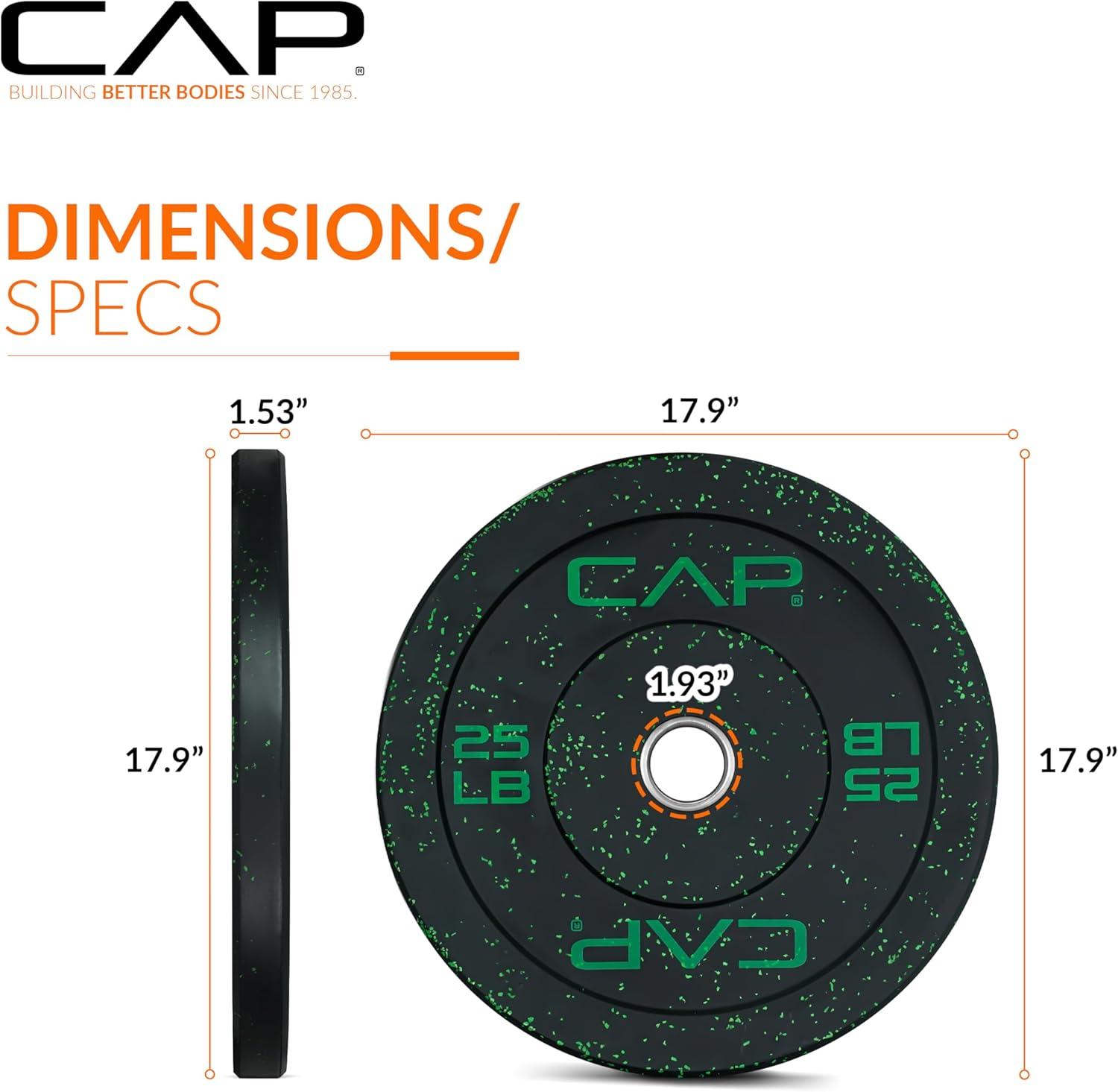imageCAP Barbell Rubber Olympic Bumper Plate  Multiple OptionsColorsEconomy  Speckled