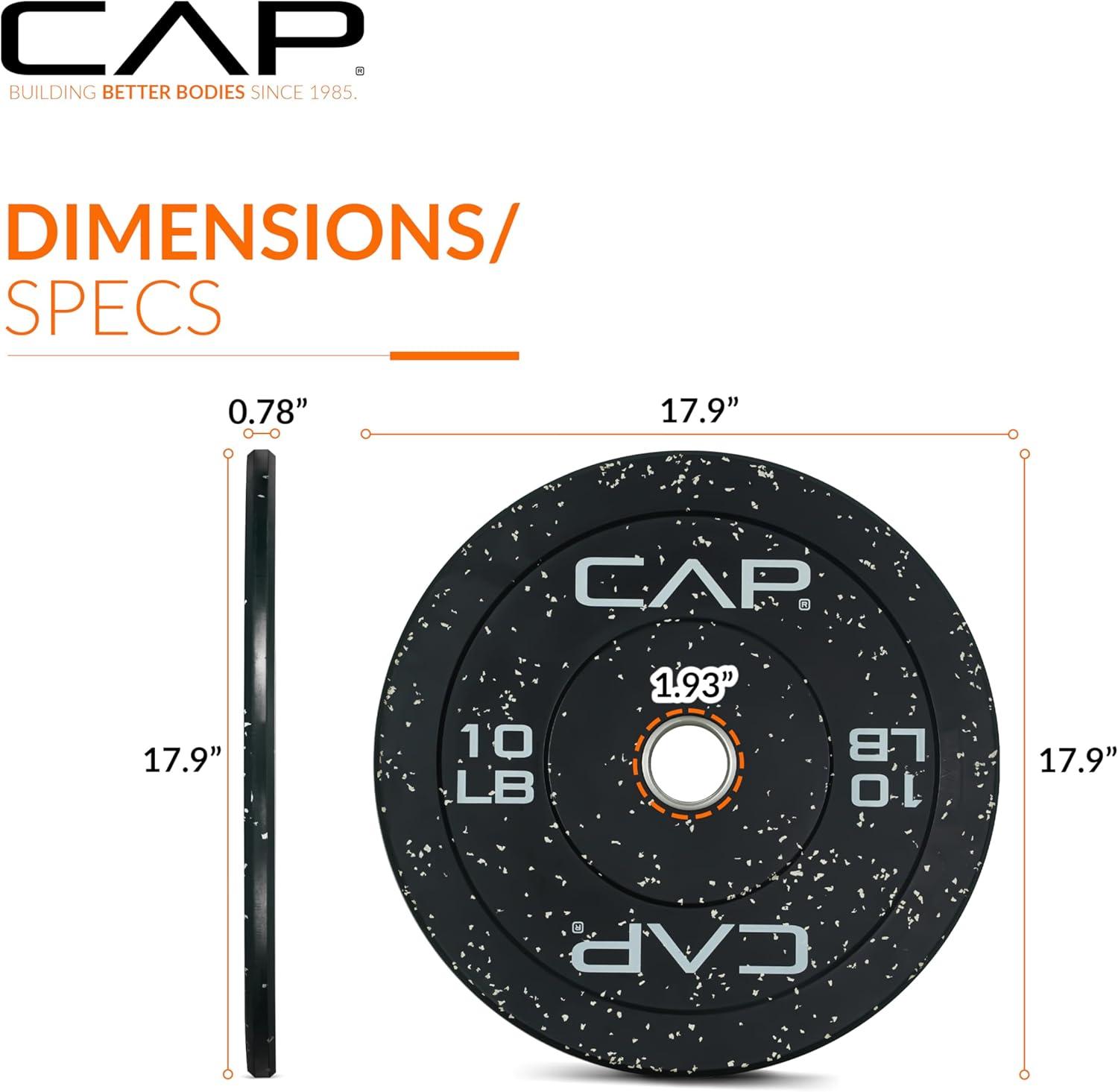 imageCAP Barbell Rubber Olympic Bumper Plate  Multiple OptionsColorsEconomy  Speckled