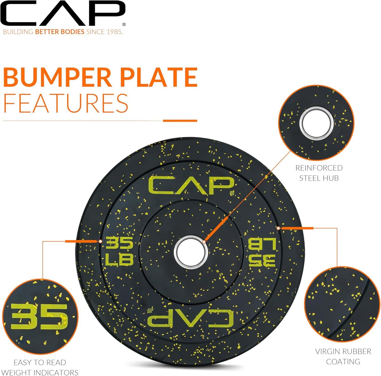 imageCAP Barbell Rubber Olympic Bumper Plate  Multiple OptionsColorsEconomy  Speckled