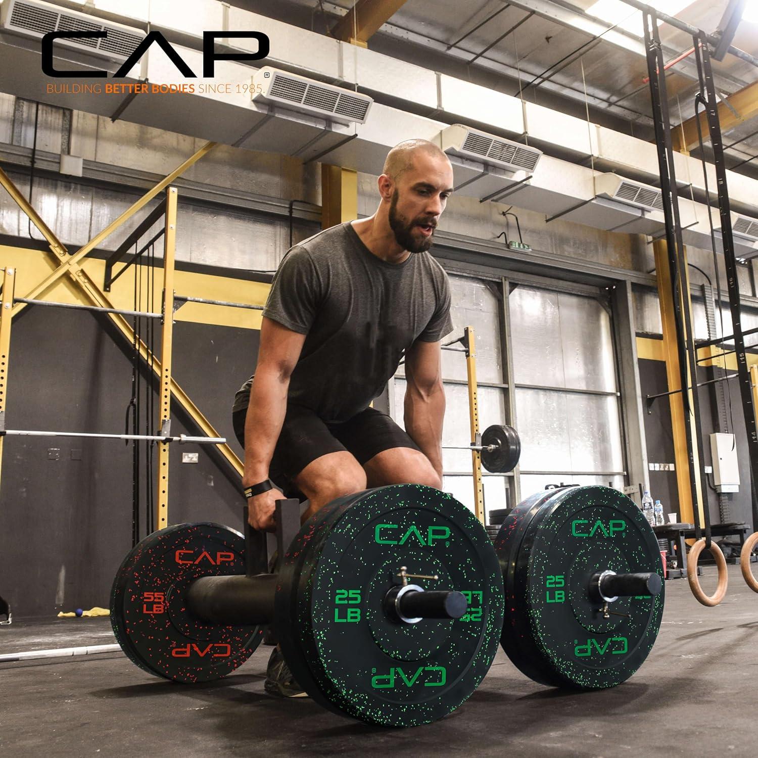 imageCAP Barbell Rubber Olympic Bumper Plate  Multiple OptionsColorsEconomy  Speckled