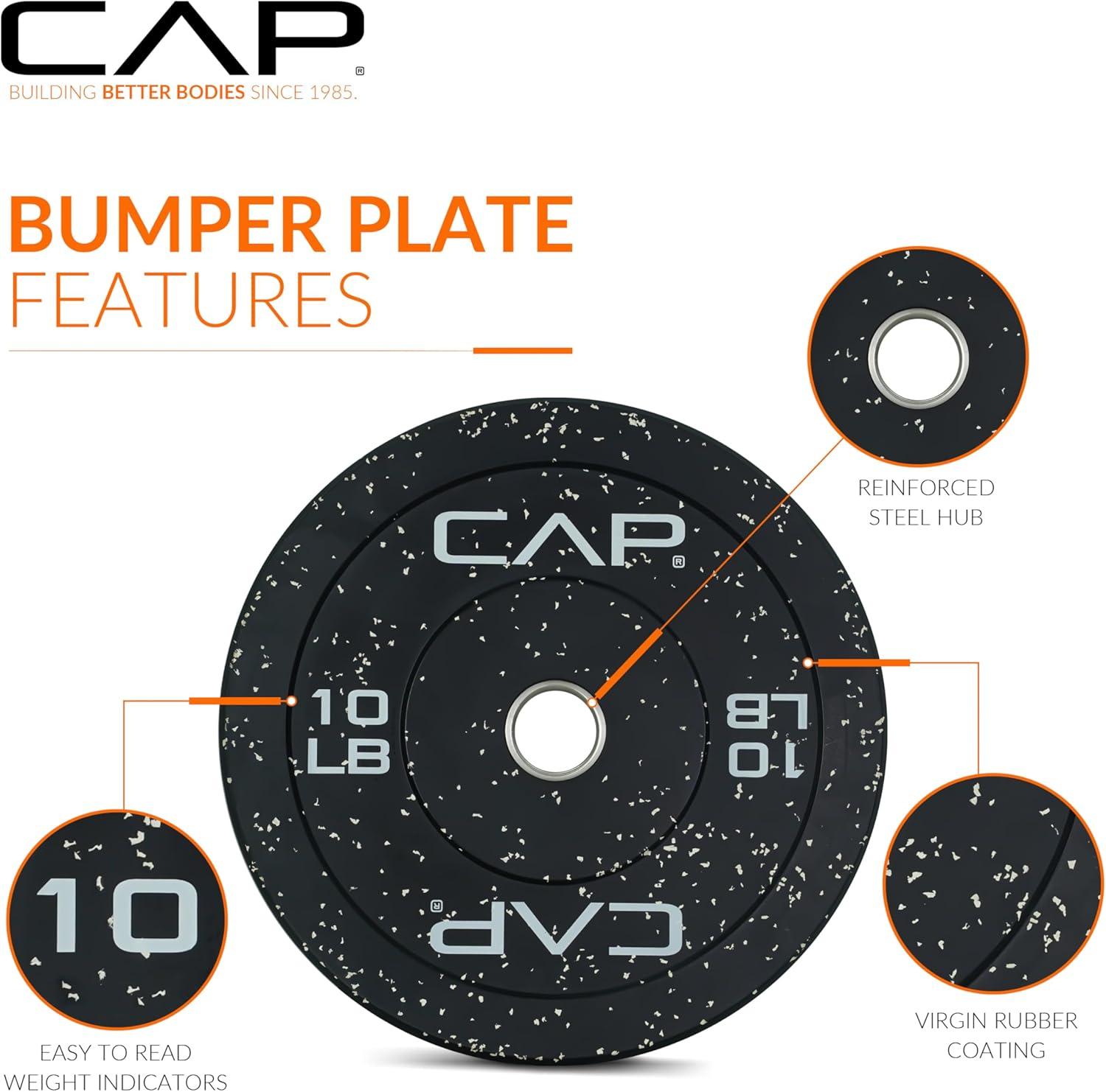 imageCAP Barbell Rubber Olympic Bumper Plate  Multiple OptionsColorsEconomy  Speckled