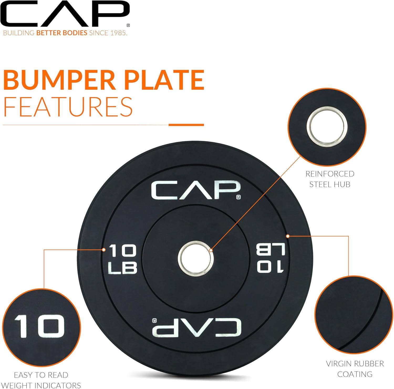 imageCAP Barbell Rubber Olympic Bumper Plate  Multiple OptionsColorsEconomy