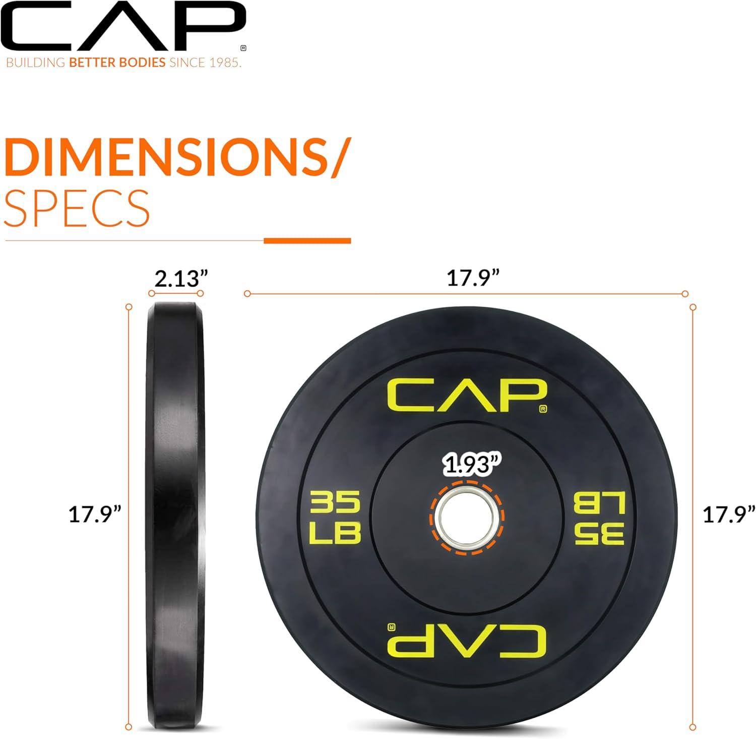 imageCAP Barbell Rubber Olympic Bumper Plate  Multiple OptionsColorsEconomy