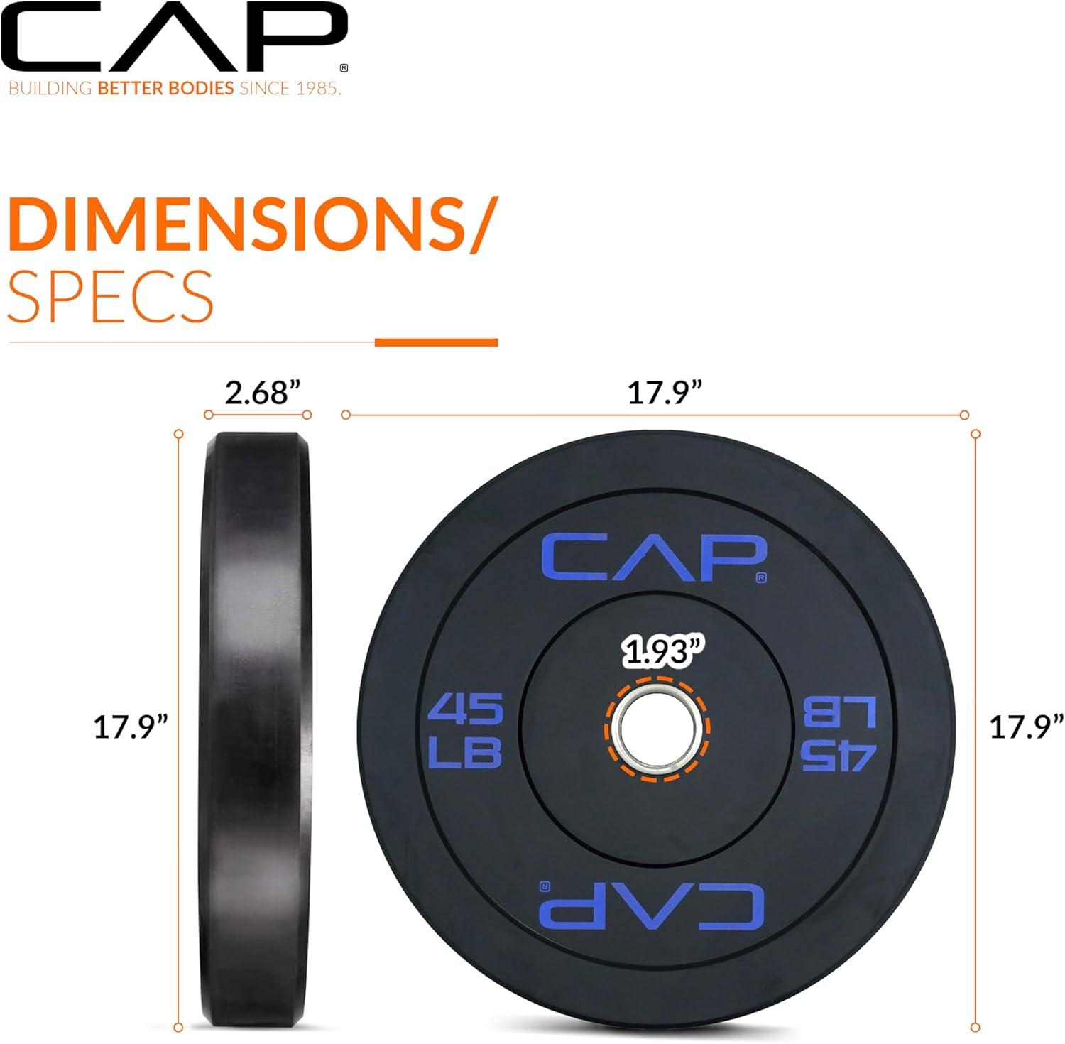 imageCAP Barbell Rubber Olympic Bumper Plate  Multiple OptionsColorsEconomy