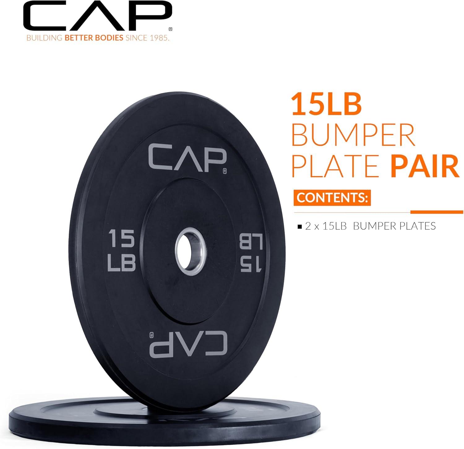 imageCAP Barbell Rubber Olympic Bumper Plate  Multiple OptionsColorsEconomy
