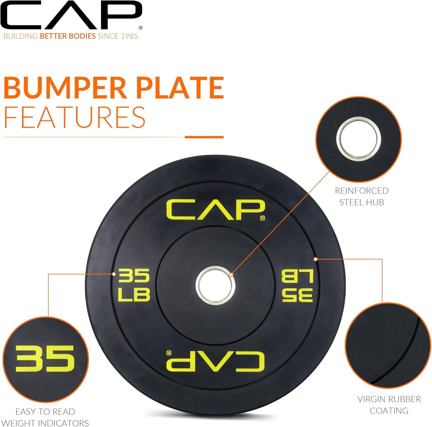 imageCAP Barbell Rubber Olympic Bumper Plate  Multiple OptionsColorsEconomy