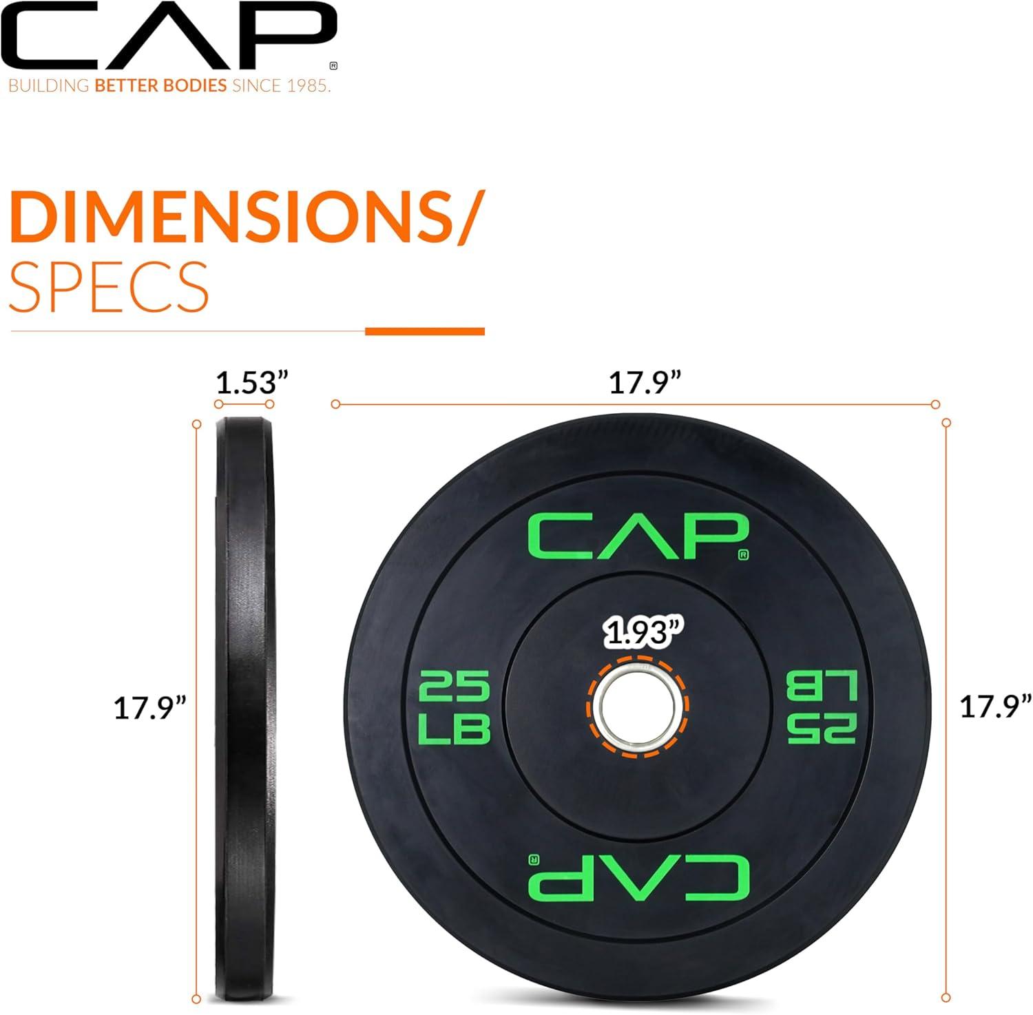 imageCAP Barbell Rubber Olympic Bumper Plate  Multiple OptionsColorsEconomy