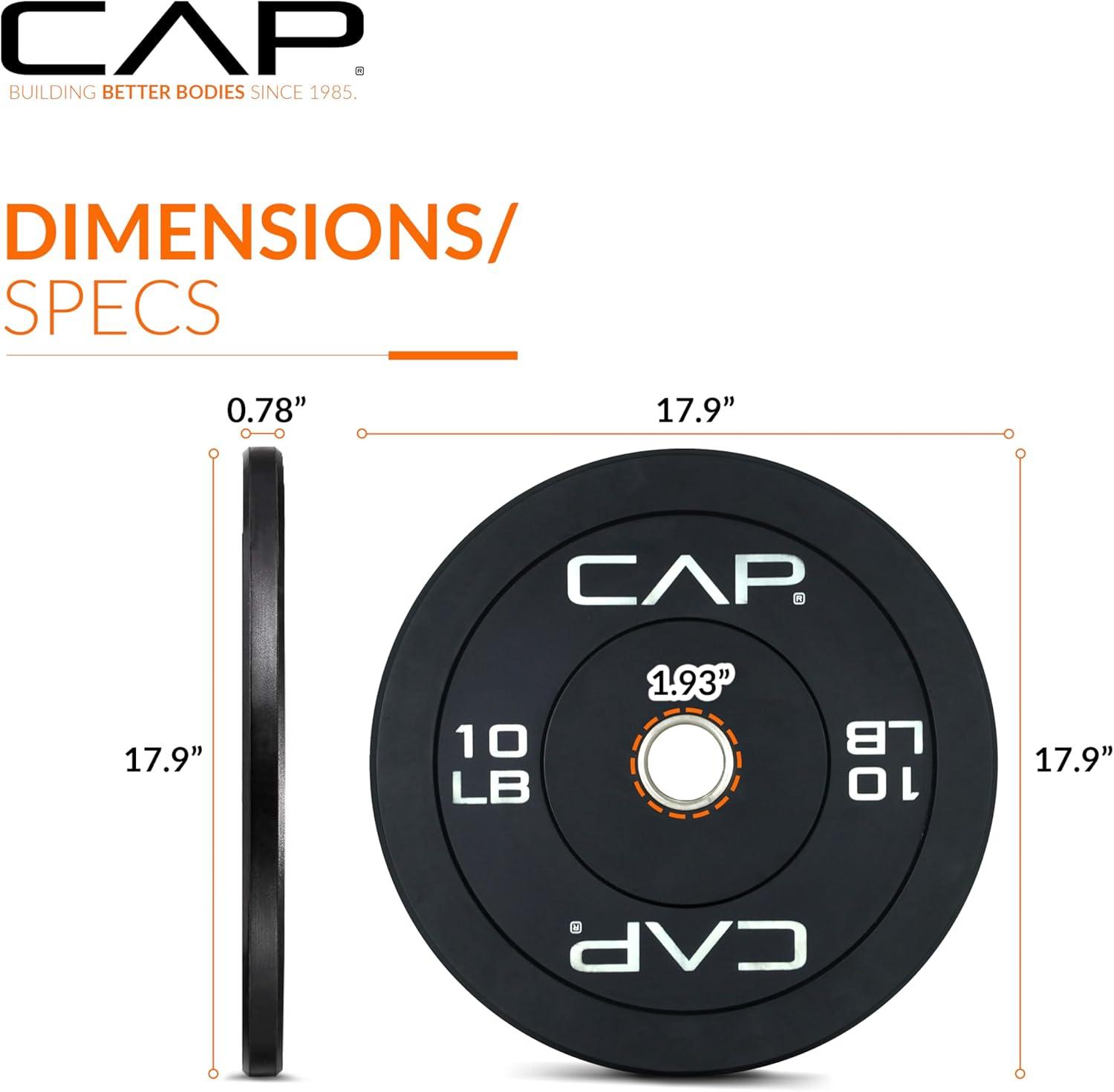 imageCAP Barbell Rubber Olympic Bumper Plate  Multiple OptionsColorsEconomy