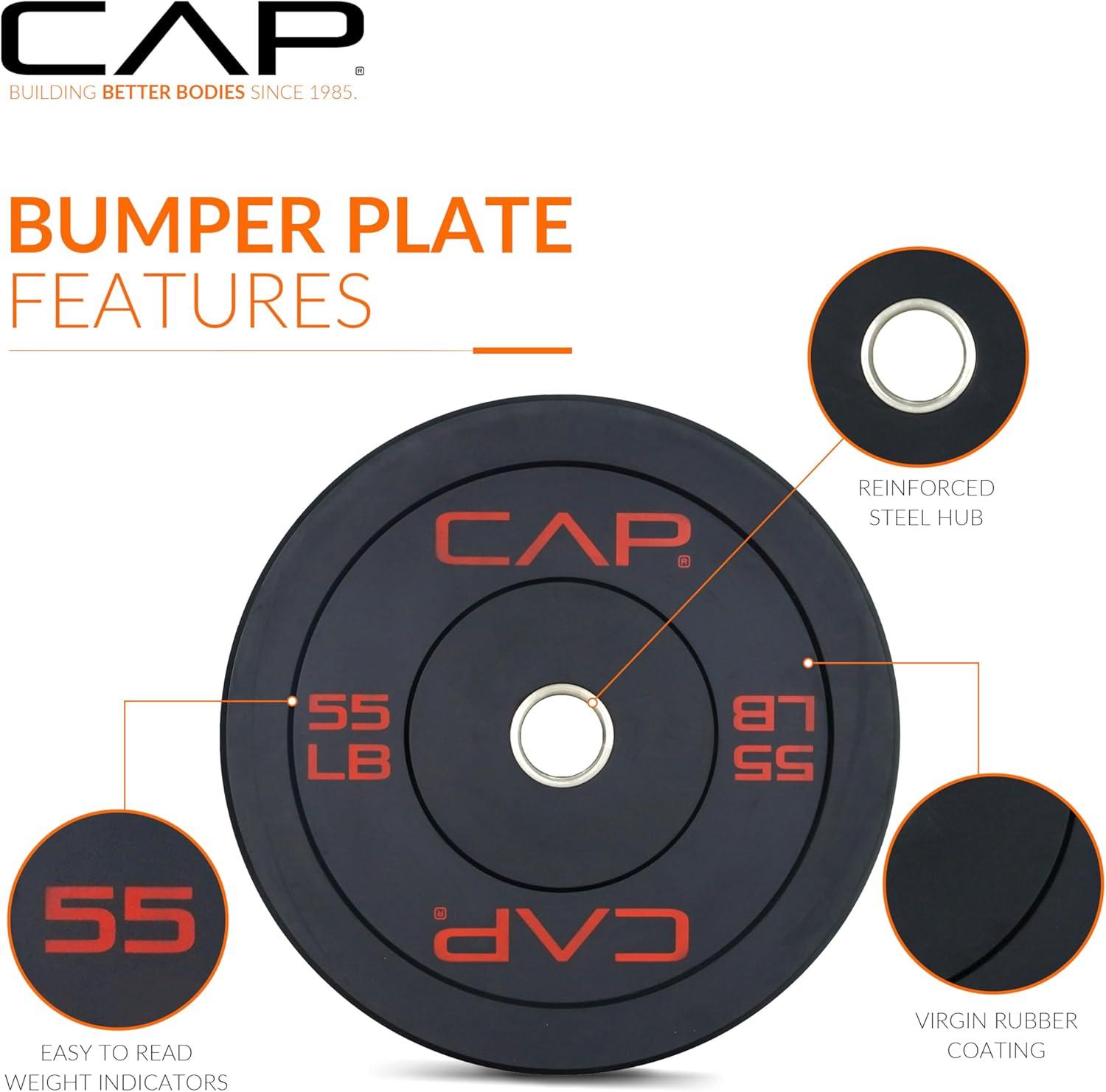 imageCAP Barbell Rubber Olympic Bumper Plate  Multiple OptionsColorsEconomy