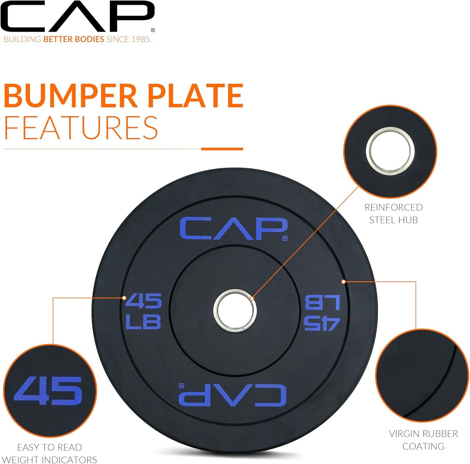 imageCAP Barbell Rubber Olympic Bumper Plate  Multiple OptionsColorsEconomy