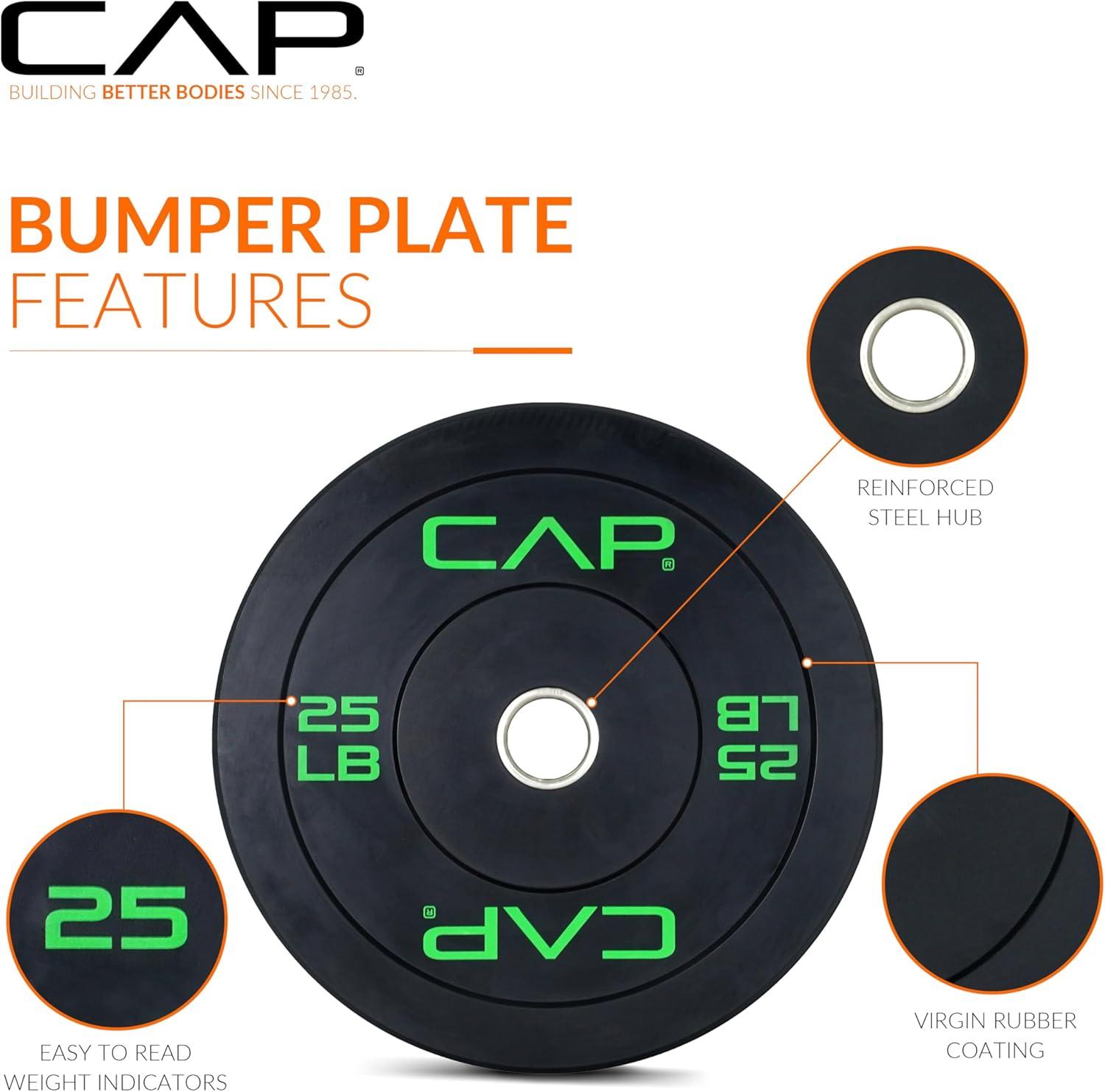 imageCAP Barbell Rubber Olympic Bumper Plate  Multiple OptionsColorsEconomy