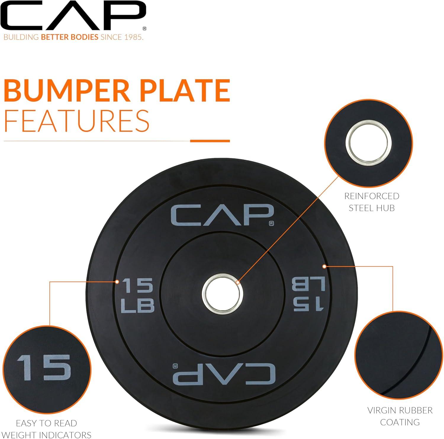 imageCAP Barbell Rubber Olympic Bumper Plate  Multiple OptionsColorsEconomy