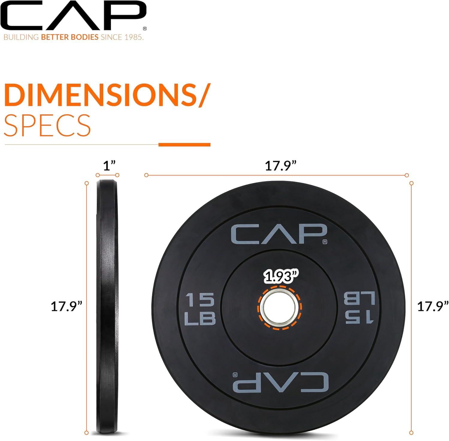 imageCAP Barbell Rubber Olympic Bumper Plate  Multiple OptionsColorsEconomy