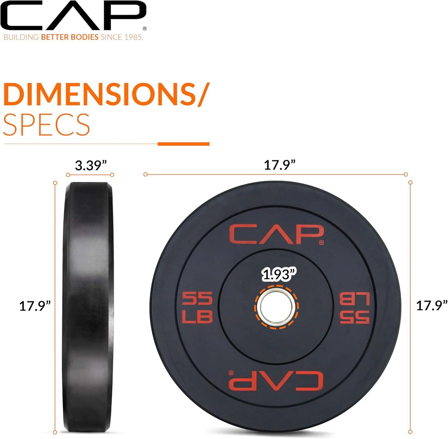 imageCAP Barbell Rubber Olympic Bumper Plate  Multiple OptionsColorsEconomy