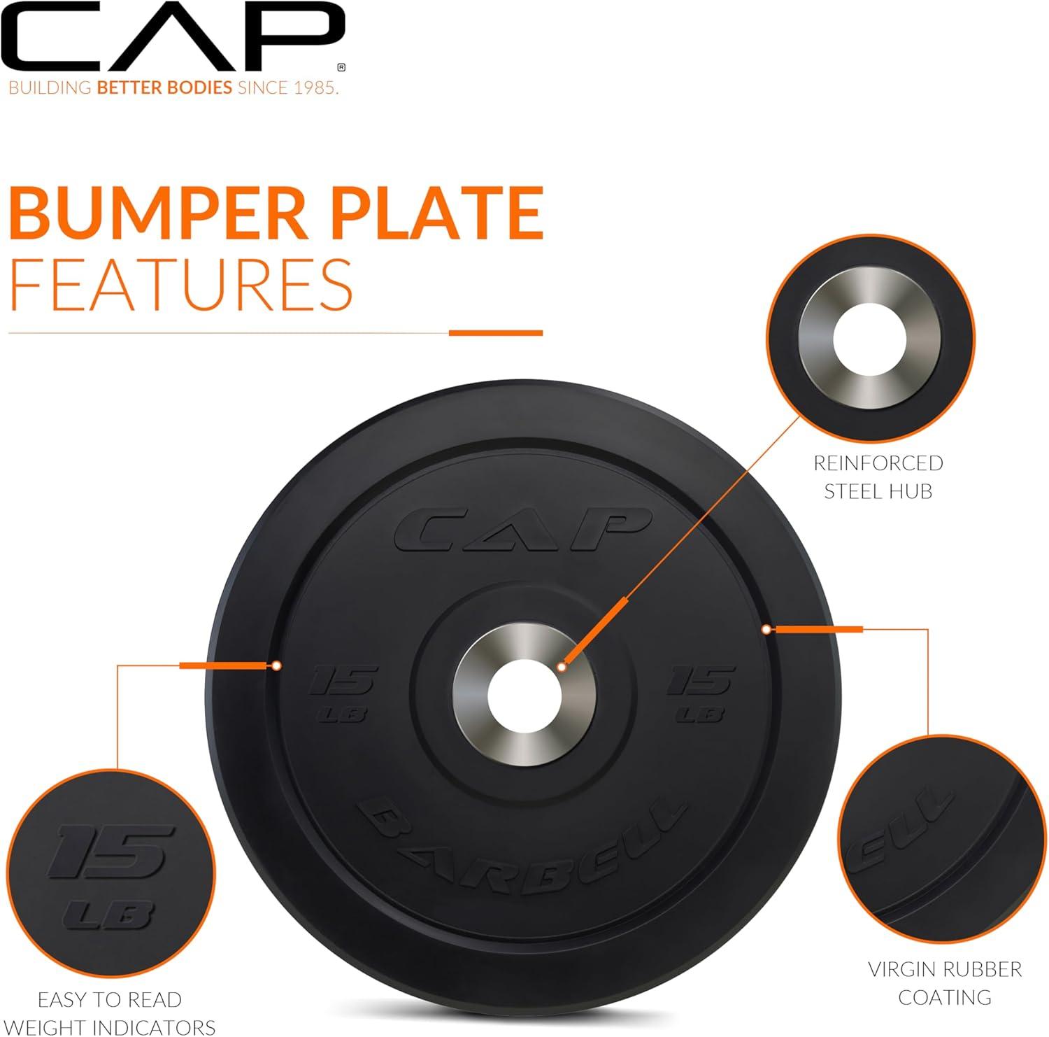 imageCAP Barbell Rubber Olympic Bumper Plate  Multiple OptionsColorsPRO